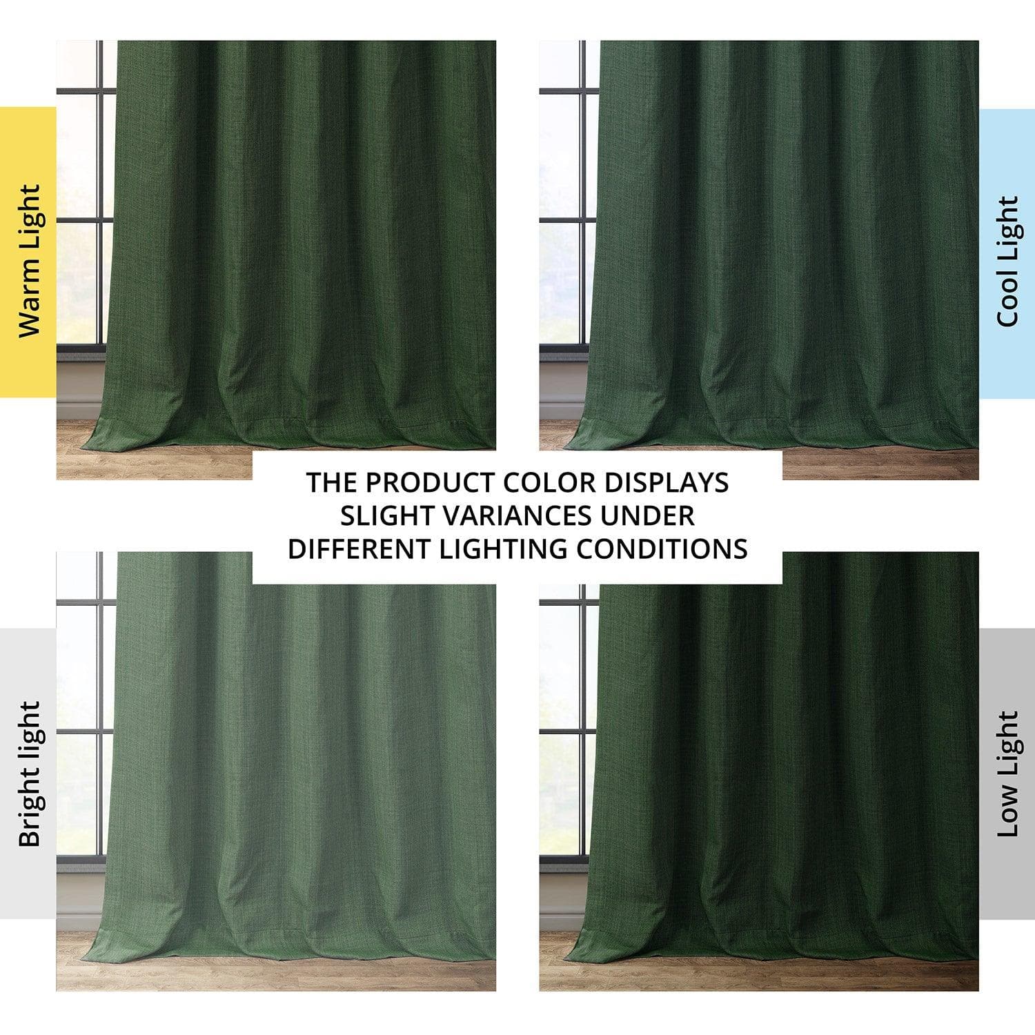 Key Green Textured Faux Linen Blackout Curtains - Thermal Insulated Window Drapes for Bedroom, Living Room & Home Theater
