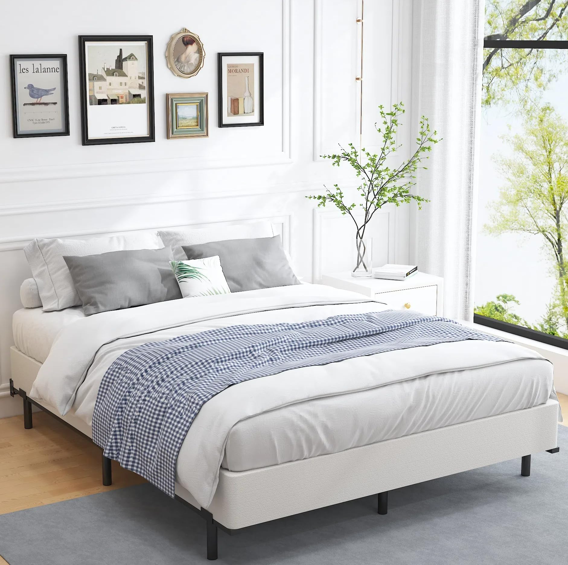 8 Inch Heavy Duty Queen Box Spring - Noise Free, Non-Slip Mattress Foundation with Fabric Cover - Easy Assembly for Bedroom, Guest Room, Dorm or RV