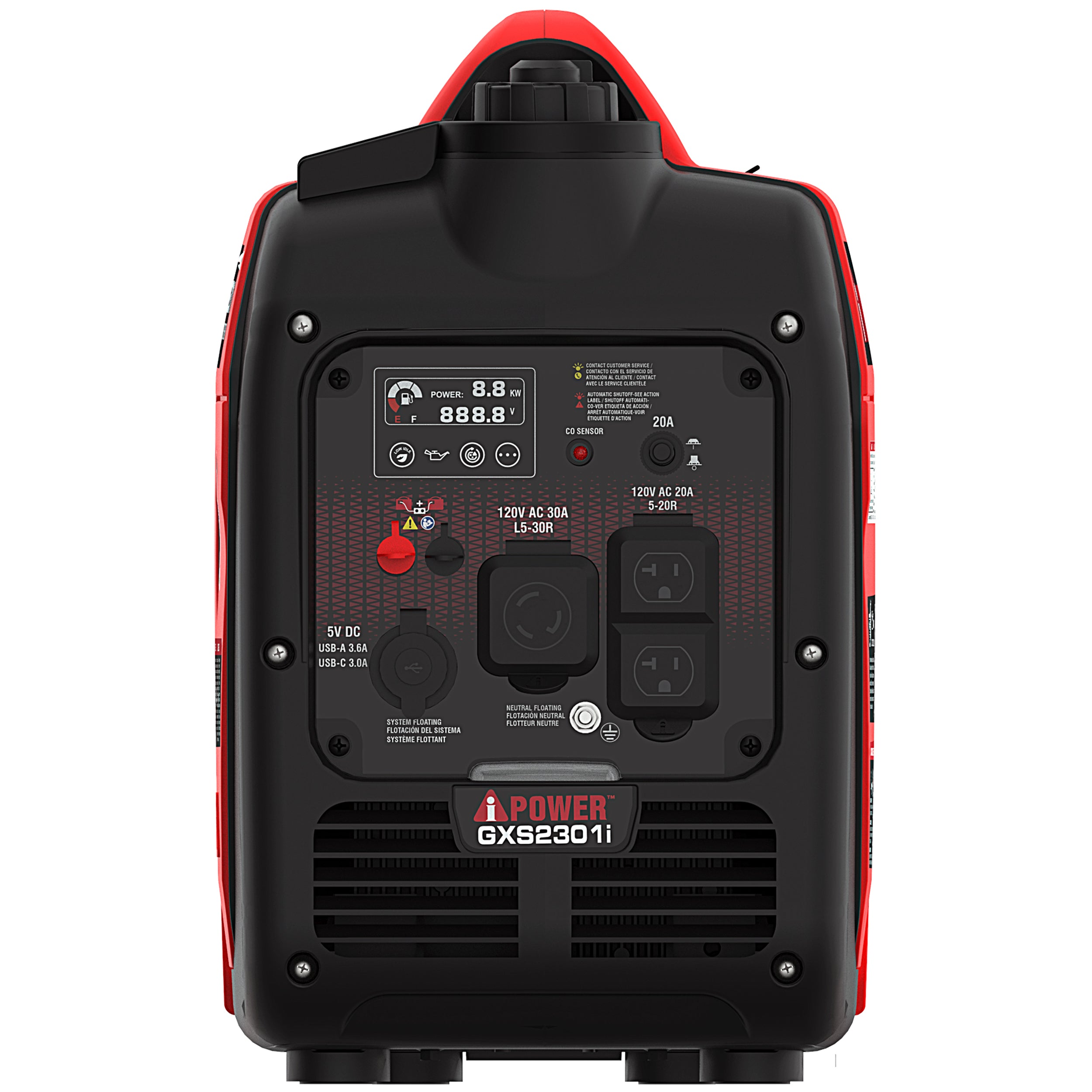 iPower GXS2301i 1800W/2300W Portable Inverter Generator - Ultra Quiet Gas Powered with Low THD & CO Alert - Perfect for Camping, RV Trips and Emergency Power Backup