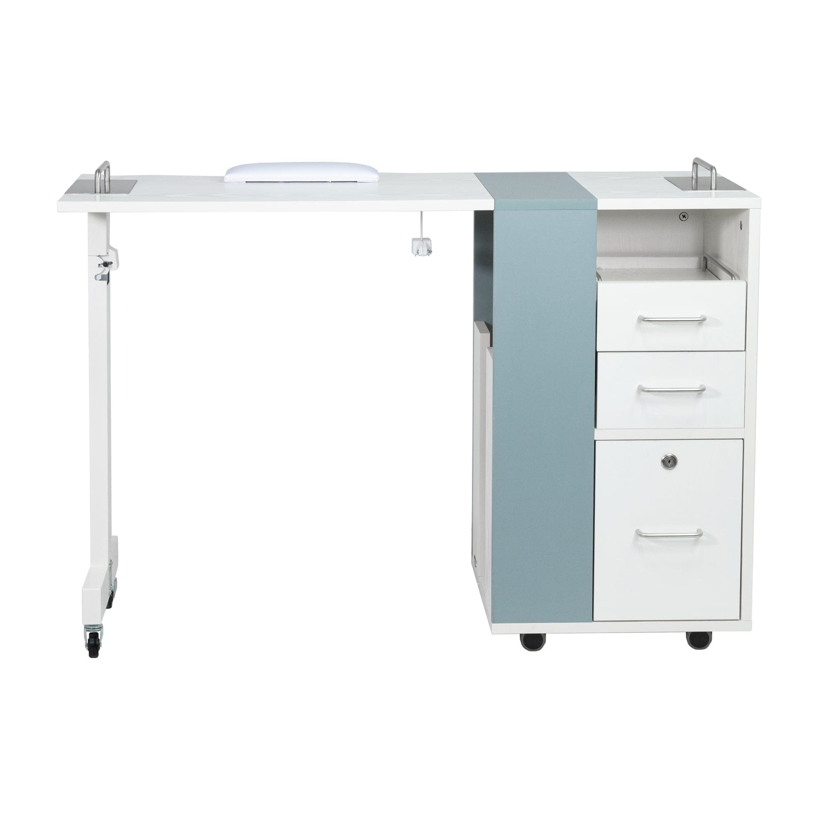 TAYLOR Foldable Manicure Table with LED Light - Portable Nail Art Station for Home & Salon Use - Perfect for Professional Nail Technicians & DIY Manicures at Home