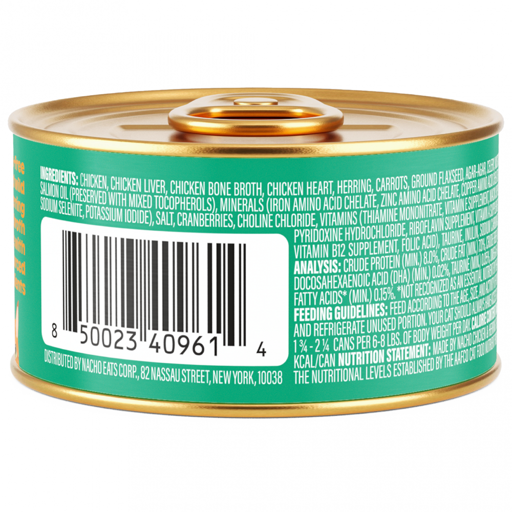 Made By Nacho Grain-Free Wet Cat Food - Cage-Free Chicken & Wild-Caught Herring Recipe Pate for Indoor & Outdoor Cats - High Protein, Natural Ingredients for Healthy Digestion & Shiny Coat