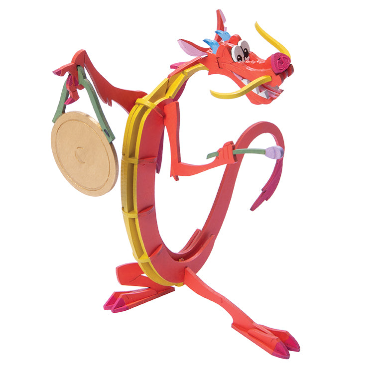 Disney's Mulan Mushu 3D Wood Model Kit with Book - DIY Wooden Puzzle for Kids & Adults - Perfect for Home Decor, Disney Fans, and Educational STEM Activities