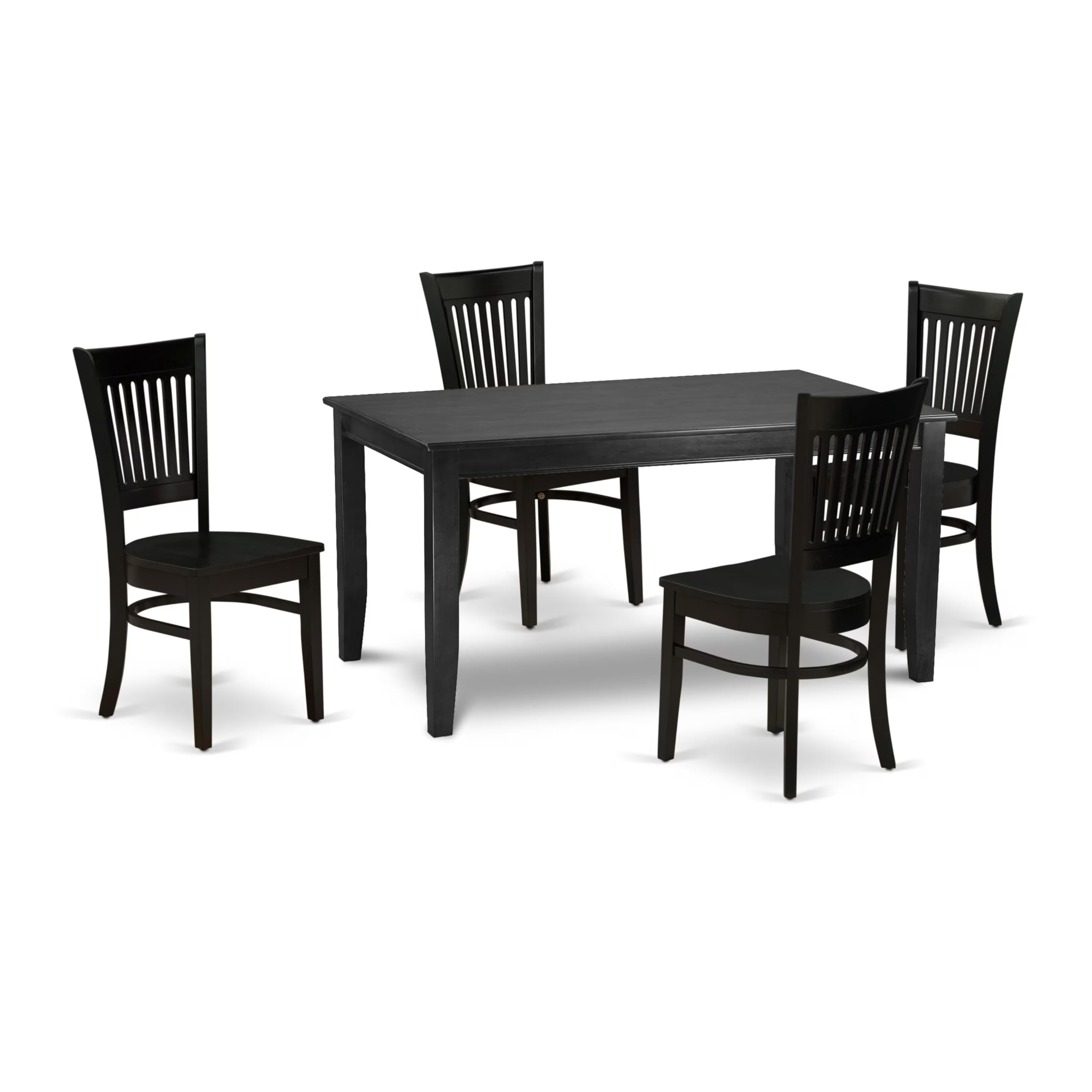East West Furniture DUVA5-BLK-W 5-Piece Black Dining Room Set with 36x60 Inch Rectangle Table & 4 Chairs - Perfect for Small Kitchens & Compact Dining Spaces
