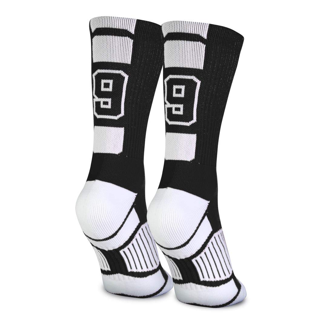 Custom Team Number Socks for Youth & Adults - High Performance Athletic Socks with Black Numbers - Choose Your Favorite Number - Perfect for Sports Games, Team Events & School Activities