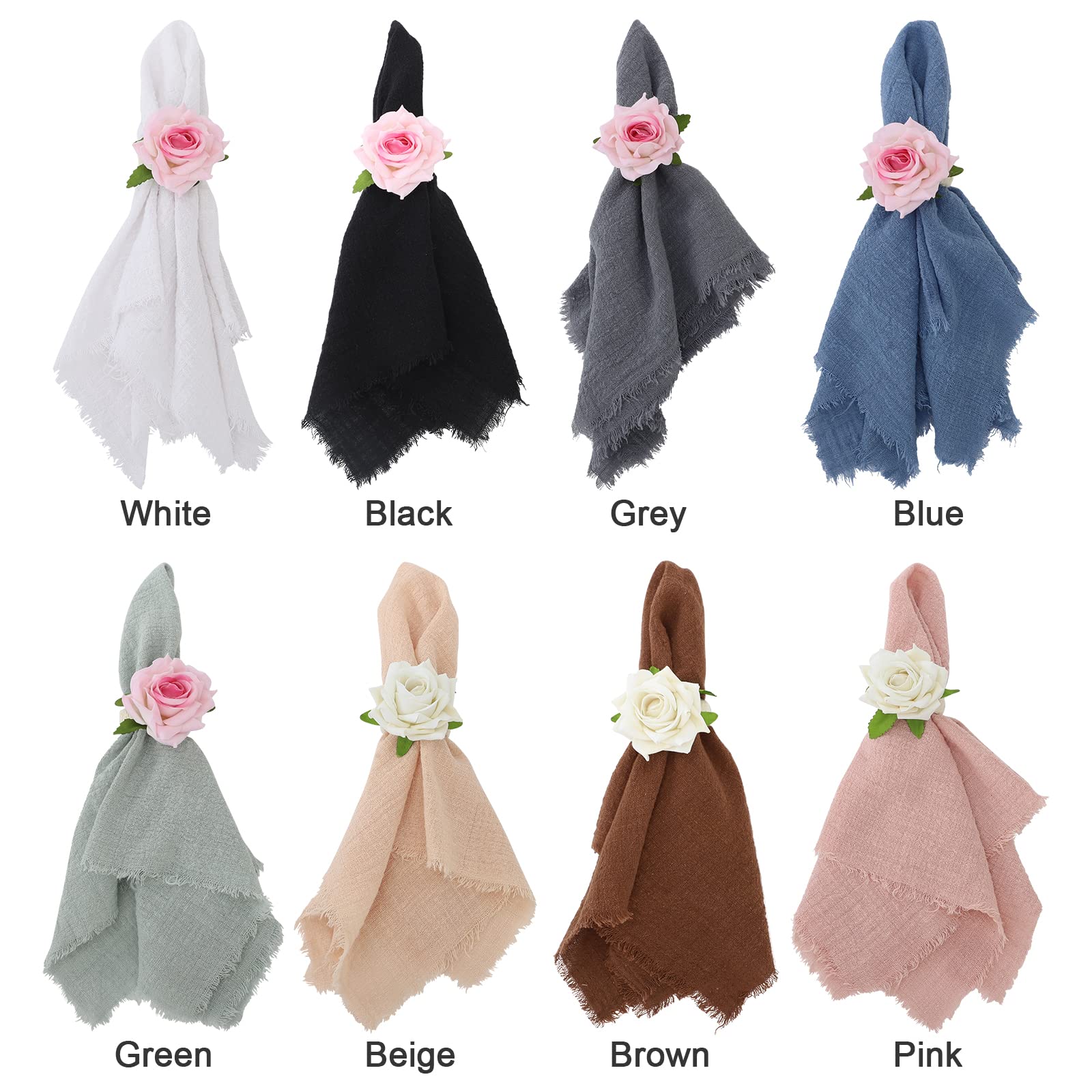 Set of 6 Wrinkled Cotton Cheesecloth Napkins - 16.5x16.5 Inch Rustic Boho Dinner Napkins for Wedding, Bridal Shower & Baby Shower | Eco-Friendly Fabric Table Decor for Farmhouse Dining & Special Occasions