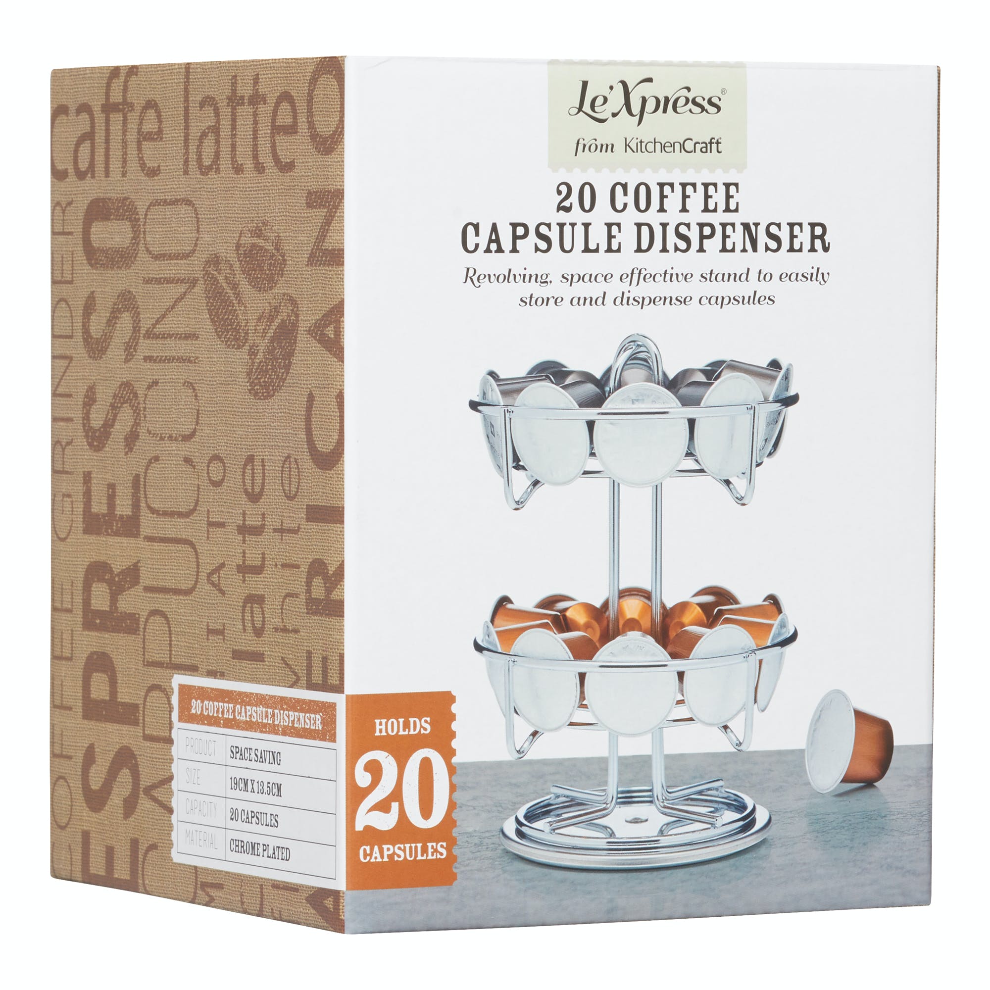 Le'Xpress Nespresso Coffee Pod Holder - Organizes 20 Capsules - Perfect for Kitchen Countertop & Office Coffee Station