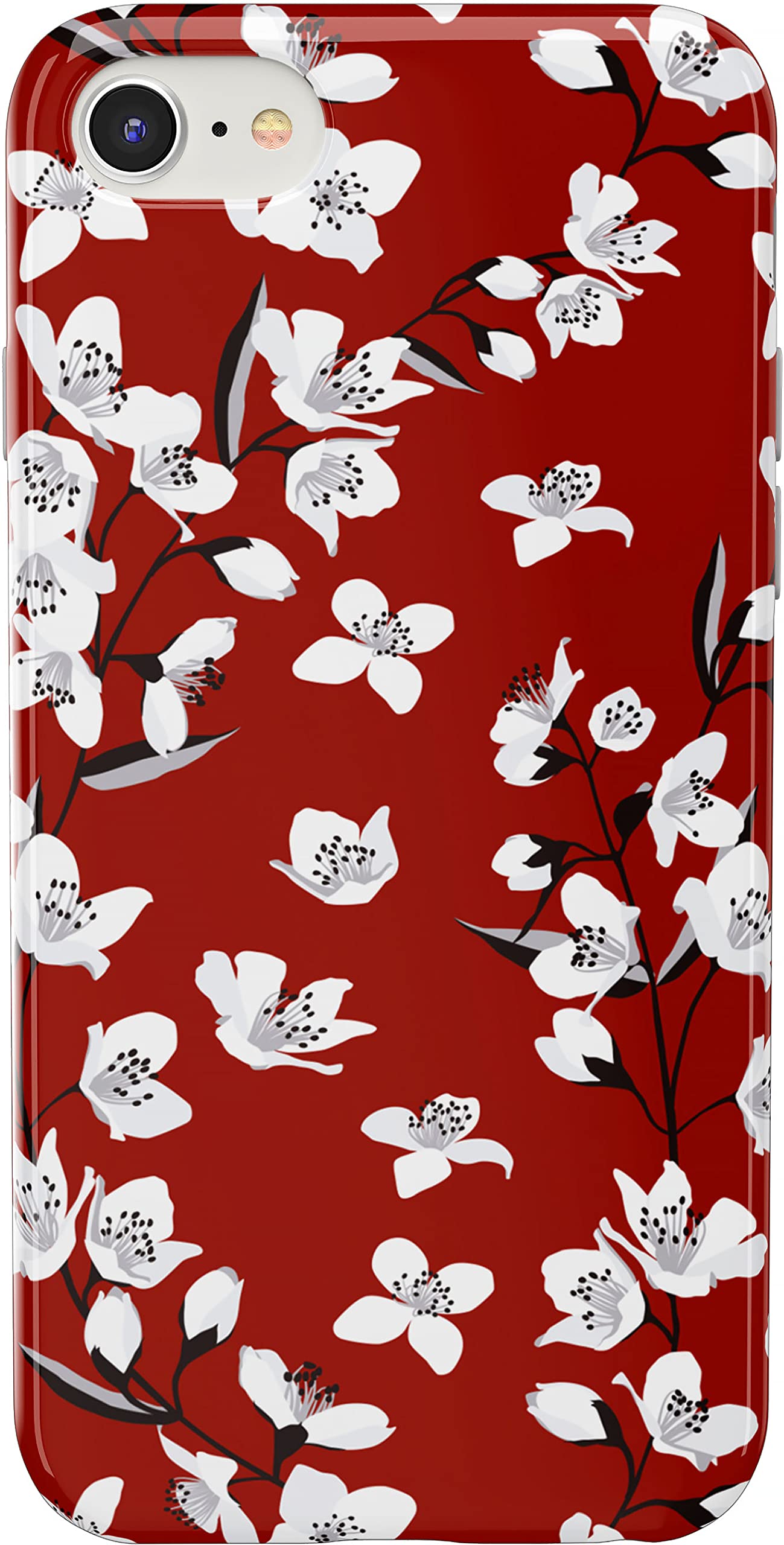 Casely iPhone SE (2020 & 2022) Case - Red Cherry Blossom Floral Design Protective Cover | Slim Fit, Shockproof & Scratch Resistant | Perfect for Everyday Use, Travel & Gift Giving