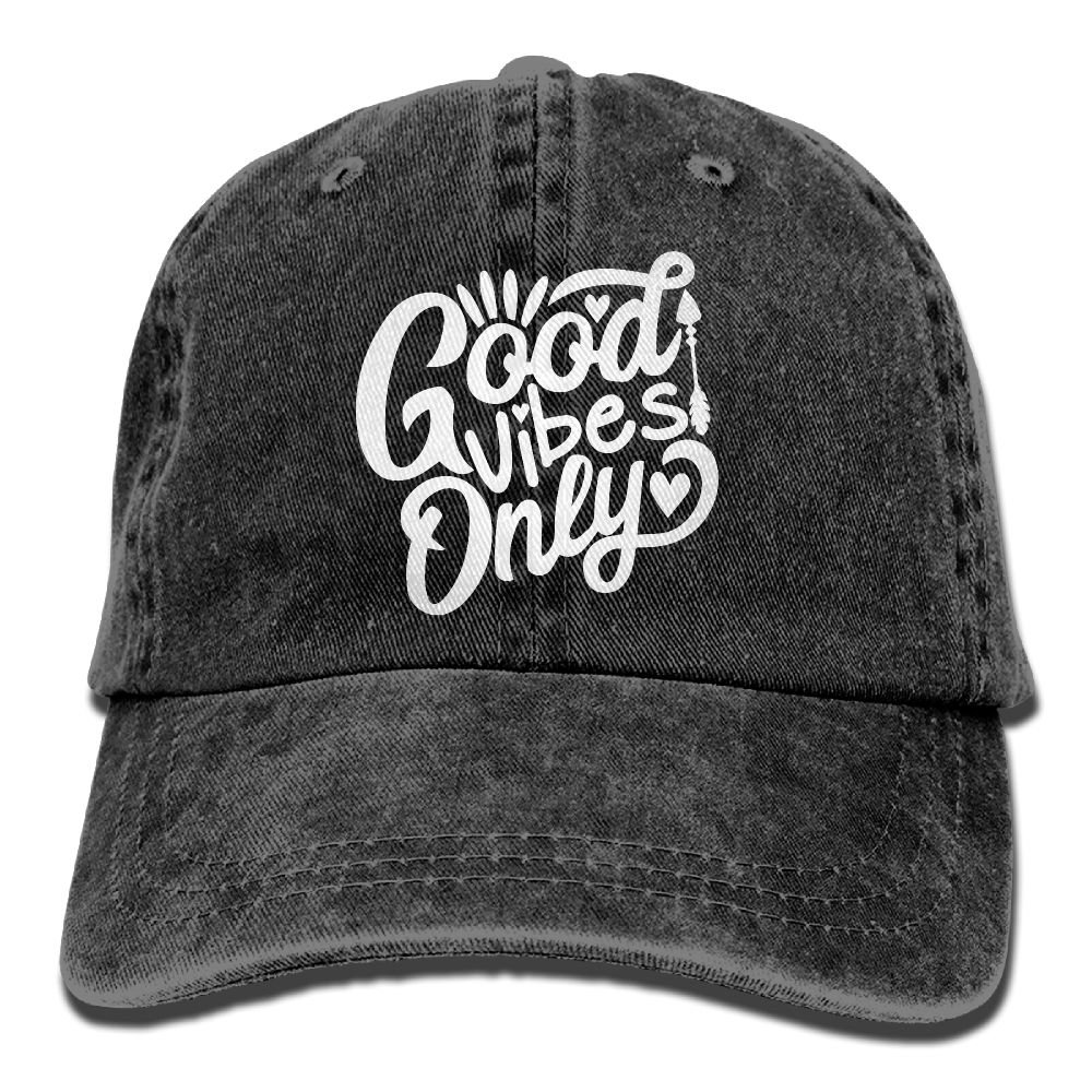 Baseball Cap for Men & Women - Adjustable Dad Hat with 'Good Vibes Only' Design - Perfect for Golf, Casual Wear & Outdoor Activities