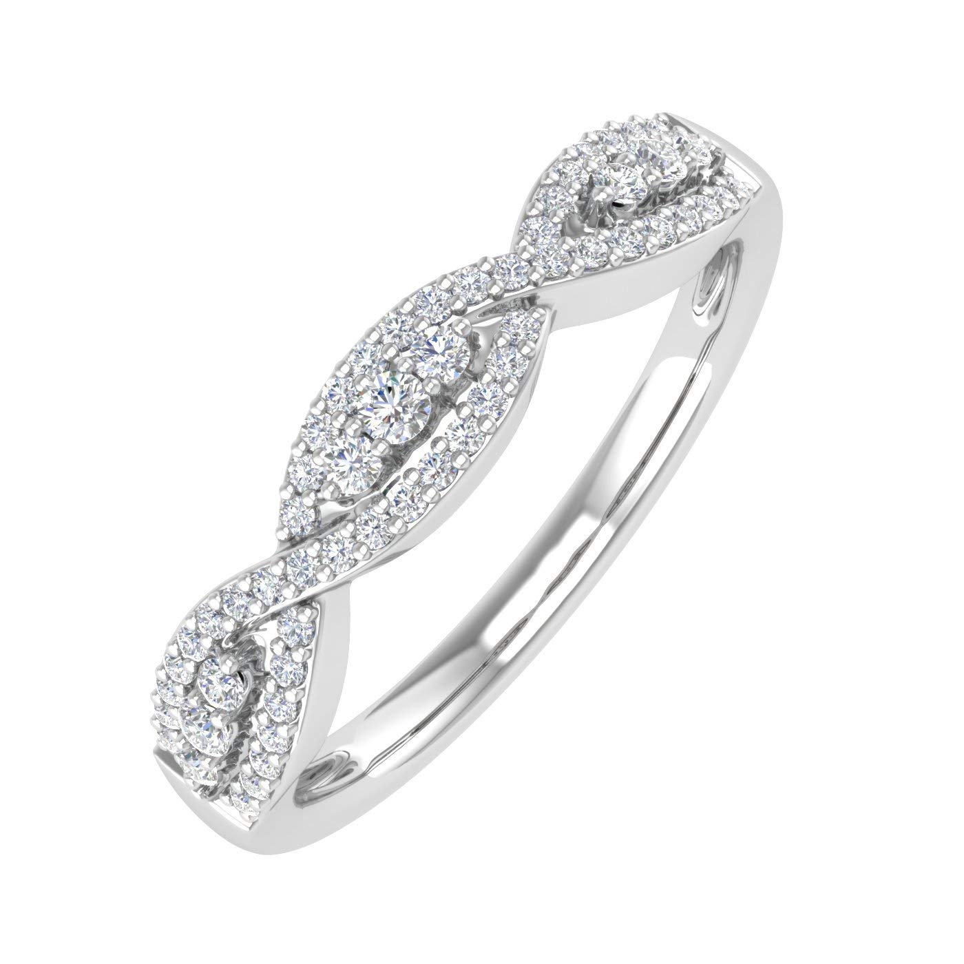 1/5 Carat Diamond Twisted Wedding Band Ring for Women - 10K Solid Gold Prong Set Engagement Ring - Perfect for Bridal, Anniversary & Special Occasions