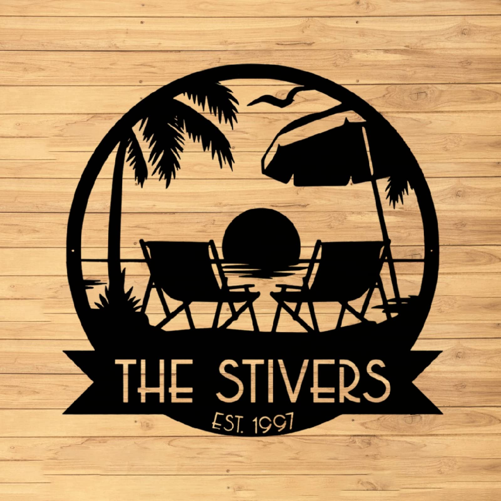 Custom Beach Metal Wall Sign - Personalized Coastal Wall Art - Outdoor Metal Decor - Last Name Sign for Home & Garden - Perfect for Beach House, Patio, or Backyard Decor