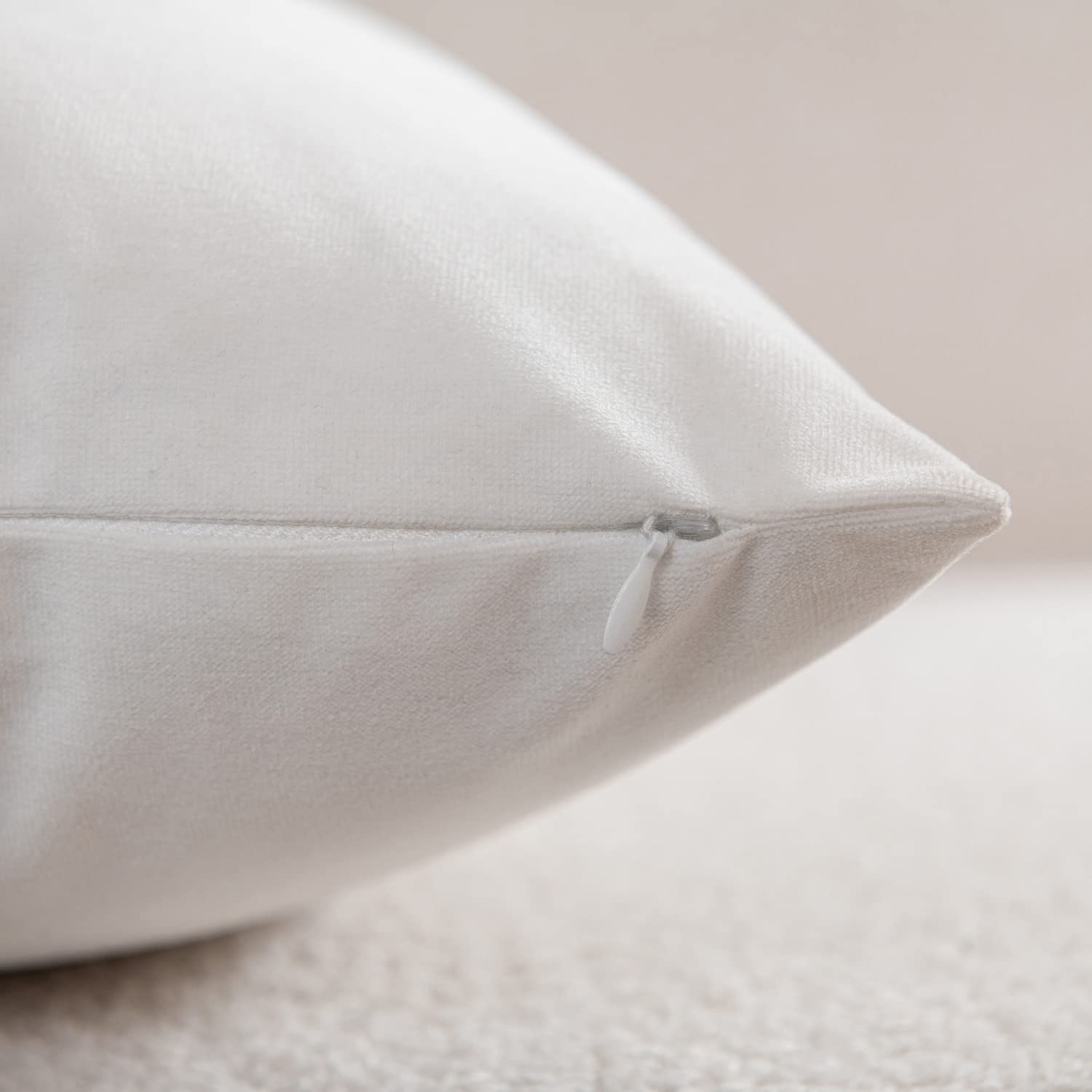 DEZENE 26x26 Inch Velvet Euro Pillow Covers Set of 2 - Soft Oversized Square Couch Pillow Shams for Living Room Sofa & Bed Decor - Cozy Home Accent (White) | Perfect for Modern Home Styling and Comfortable Lounging