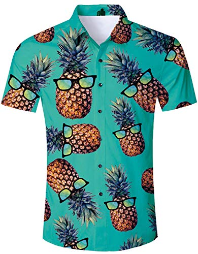 Raisevern Men's Slim Fit Short Sleeve Button Down Shirt | Casual Hawaiian Aloha Shirt | Breathable Summer Beach Shirt for Vacation, Party & Outdoor Activities