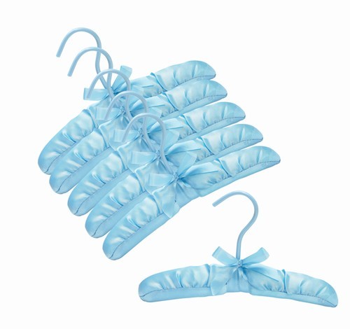 10 Pack Baby Satin Padded Hangers - Soft Blue Clothes Hangers for Infant Wardrobe Organization - Perfect for Nursery, Baby Closet & Gift Sets
