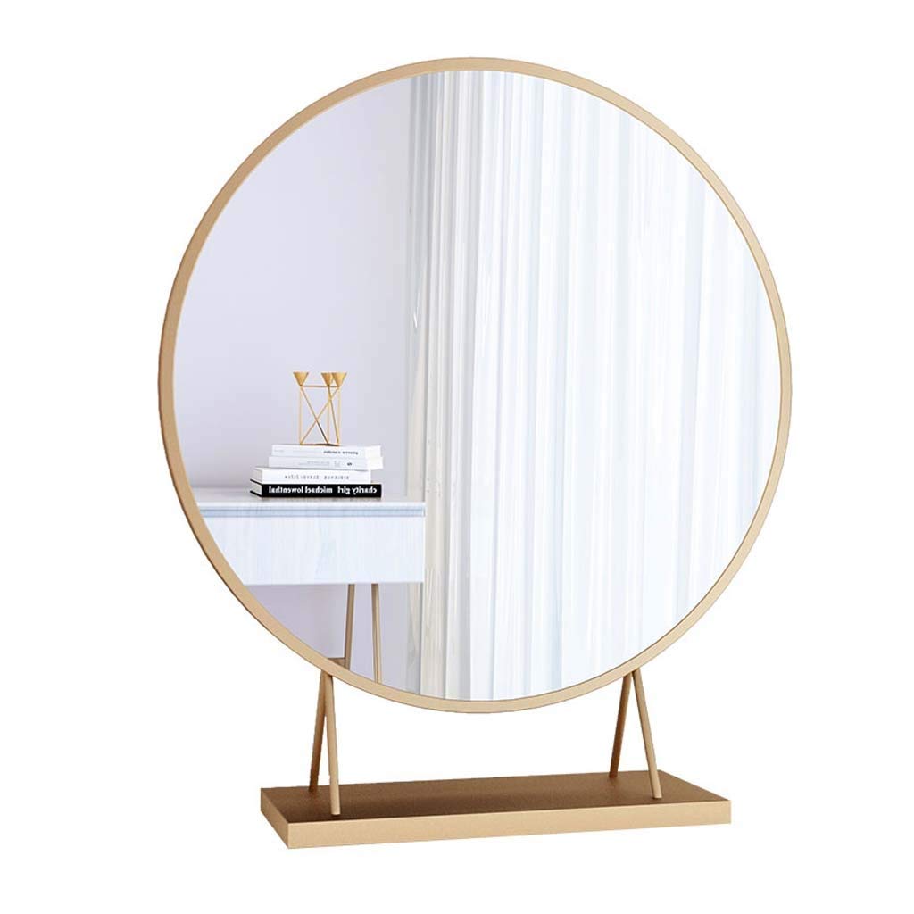 Qqhdm Golden Vanity Makeup Mirror with Metal Holder - 30cm Tabletop Cosmetic Mirror for Dressing Room & Bathroom | Decorative Gold Mirror for Makeup Application & Skincare Routine