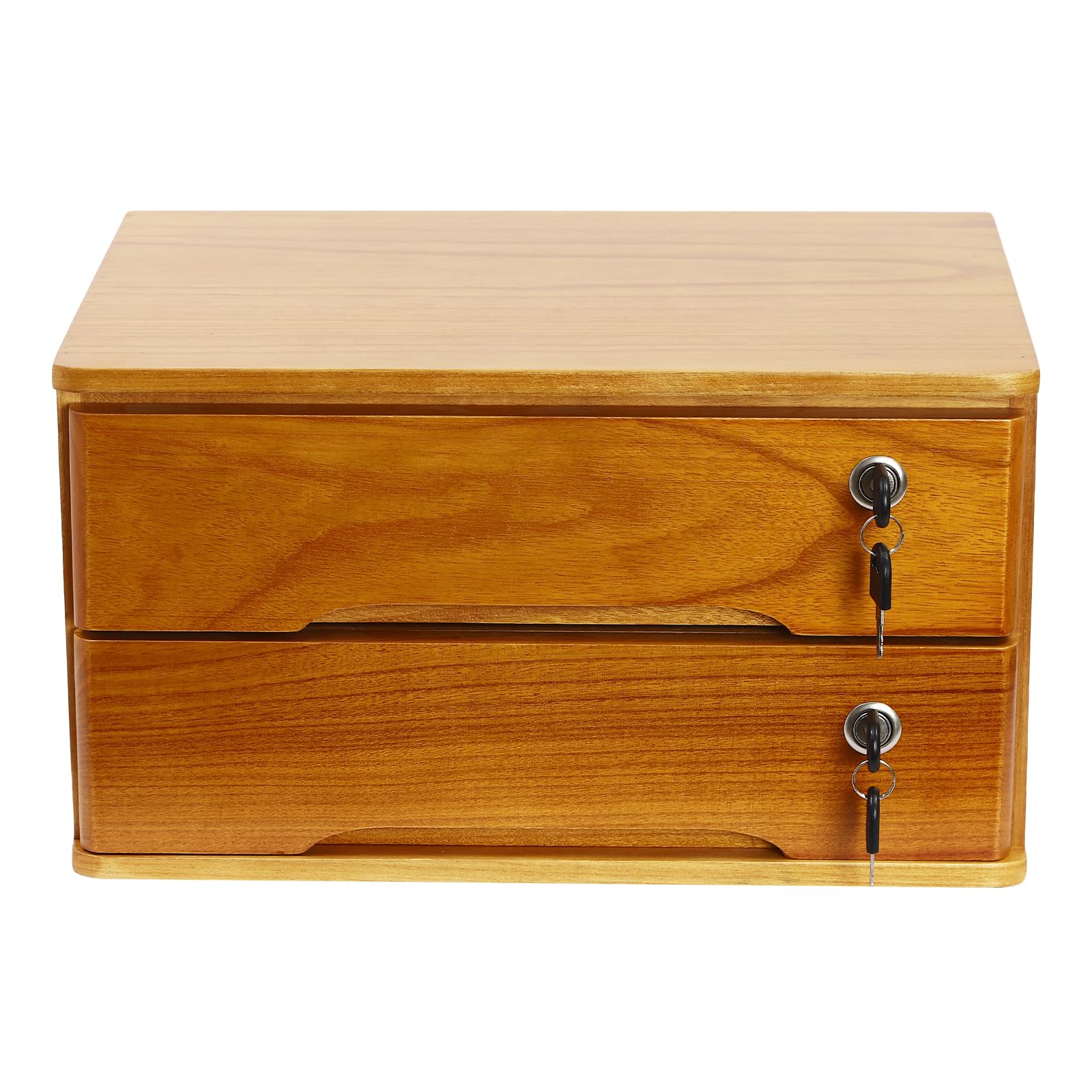 Wooden Desktop Storage Box with Lockable Drawers - Jewelry Organizer, File Holder & Desk Organizer for Office, Home & Craft Room | Small Library Card Catalog Cabinet for Apothecary Style Decor