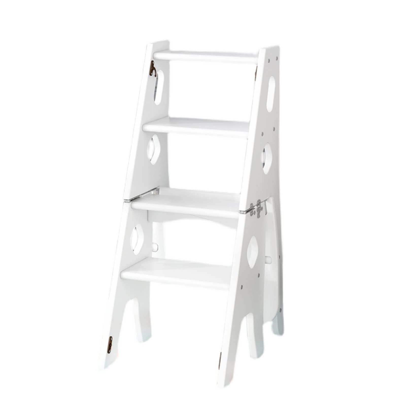 FADUNI 4-Step Wooden Folding Step Stool Ladder - Portable Kitchen Ladder, Indoor/Outdoor Step Stool for Home, Garden, and Plant Care | Non-Slip Safety Ladder for Reaching High Shelves, Changing Light Bulbs, and Home Maintenance