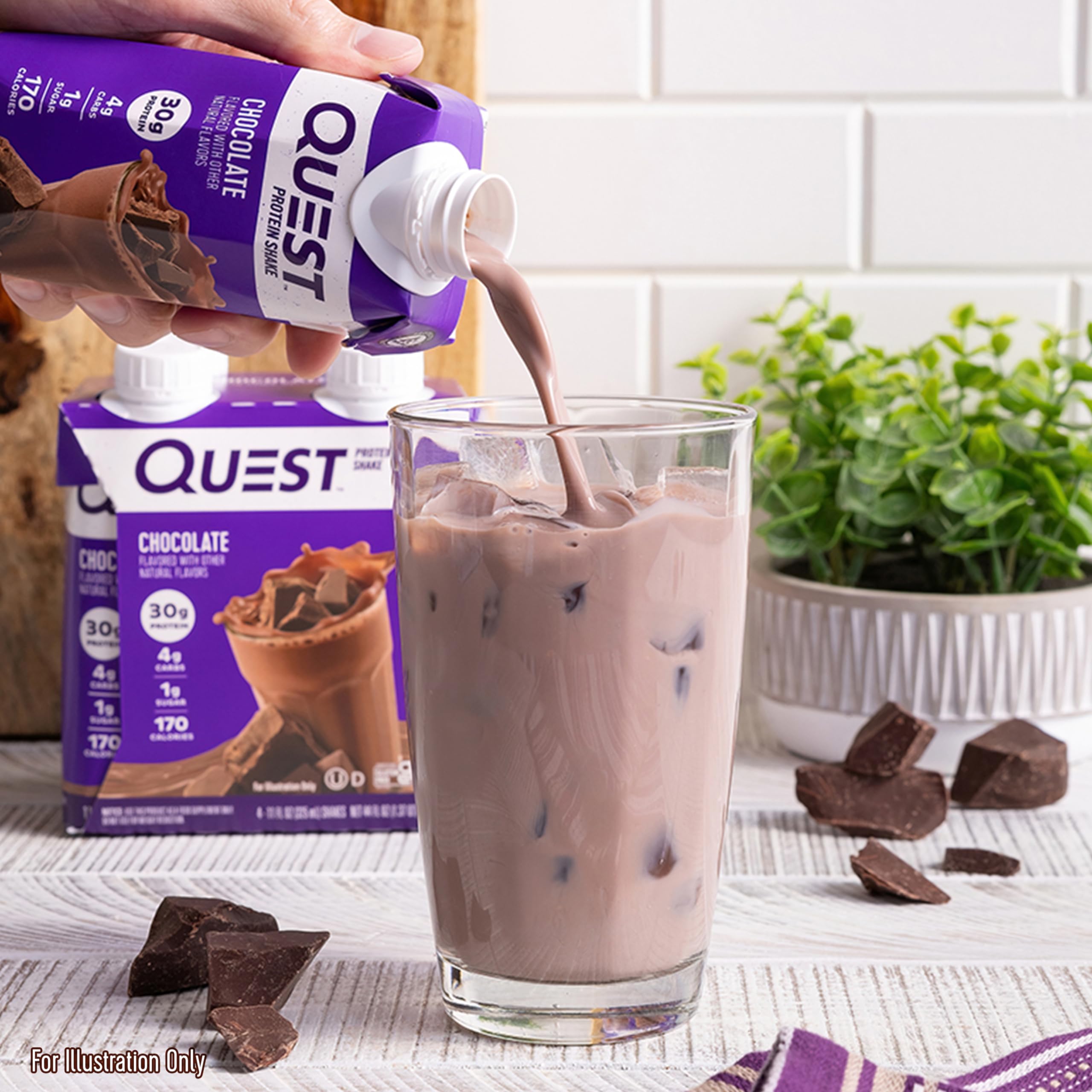 Quest Nutrition Ready To Drink Chocolate Protein Shake - 30g Protein, 4g Net Carbs, Gluten Free, Keto Friendly, 11 fl oz (Pack of 12) - Perfect for Post-Workout Recovery, Meal Replacement & On-The-Go Nutrition