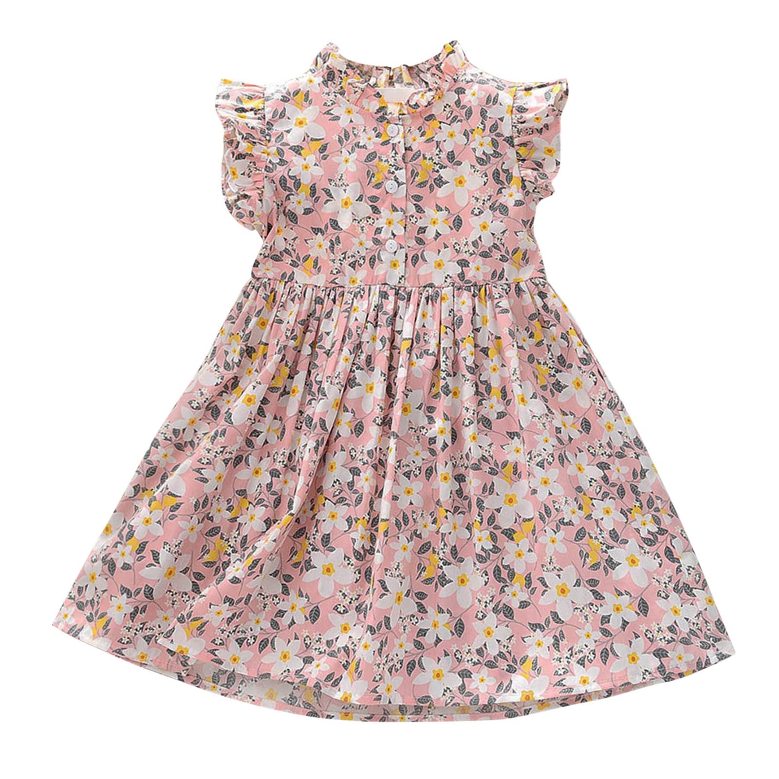 **Toddler Girls Floral Sleeveless A-Line Ruffle Sundress – Kids Pageant Dress for Summer, Birthday, Party & Special Occasions**