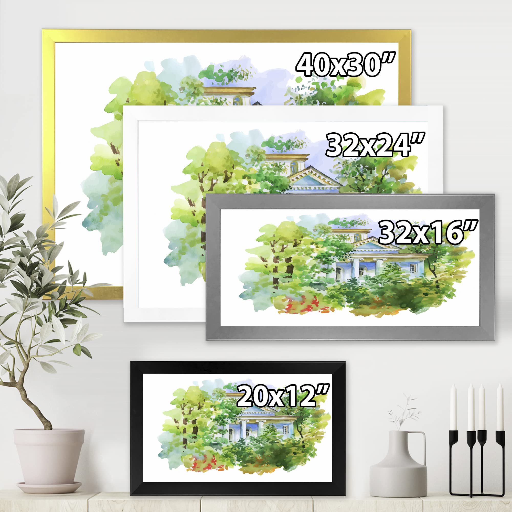 DesignQ White House In The Woods Traditional Framed Wall Art - Rustic Home Decor for Living Room, Bedroom & Office - Perfect Gift for Housewarming & Holidays
