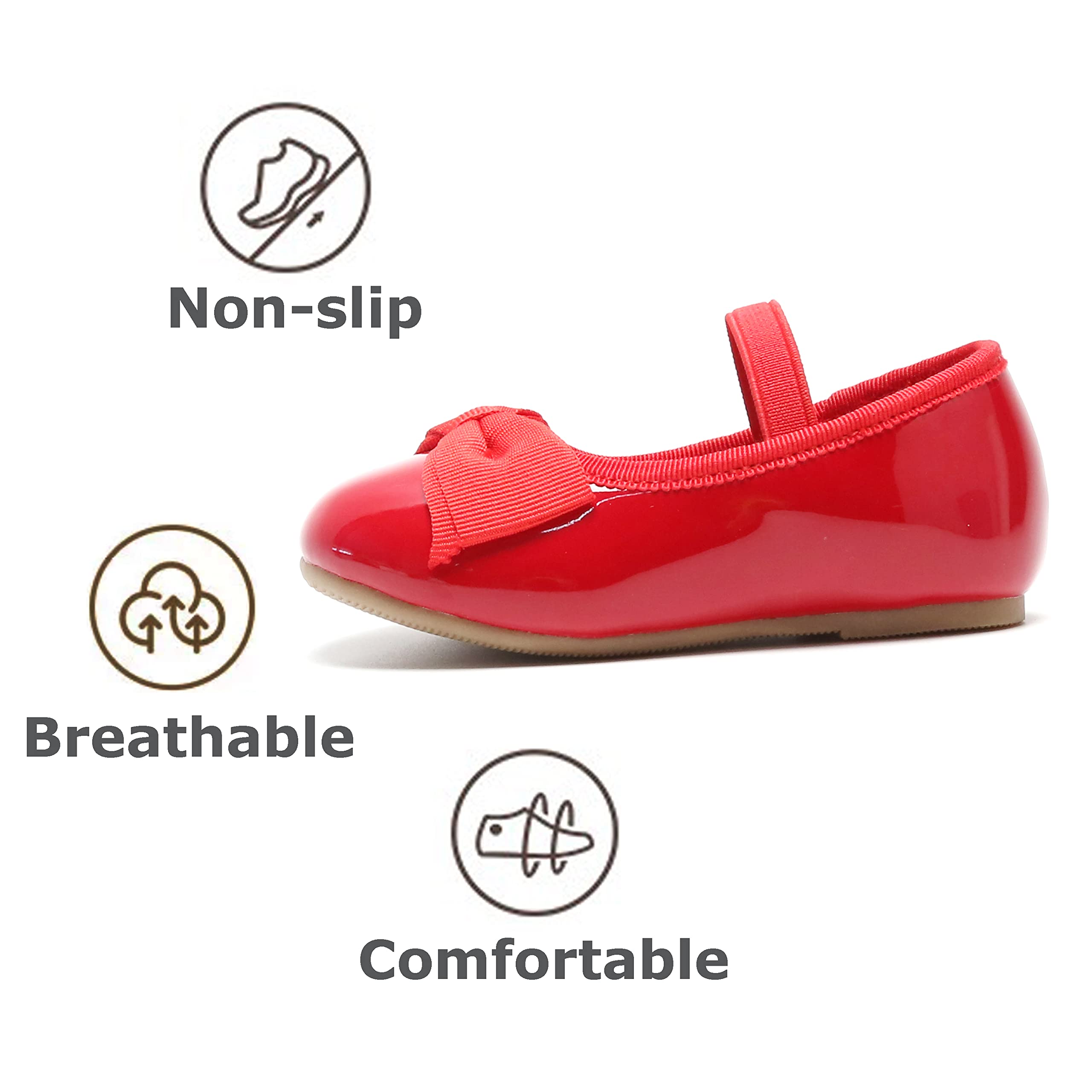 THEE BRON Toddler Girls Mary Jane Flats - Comfortable Ballet Dress Shoes for Baby & Little Girls - Perfect for Weddings, Parties & Special Occasions