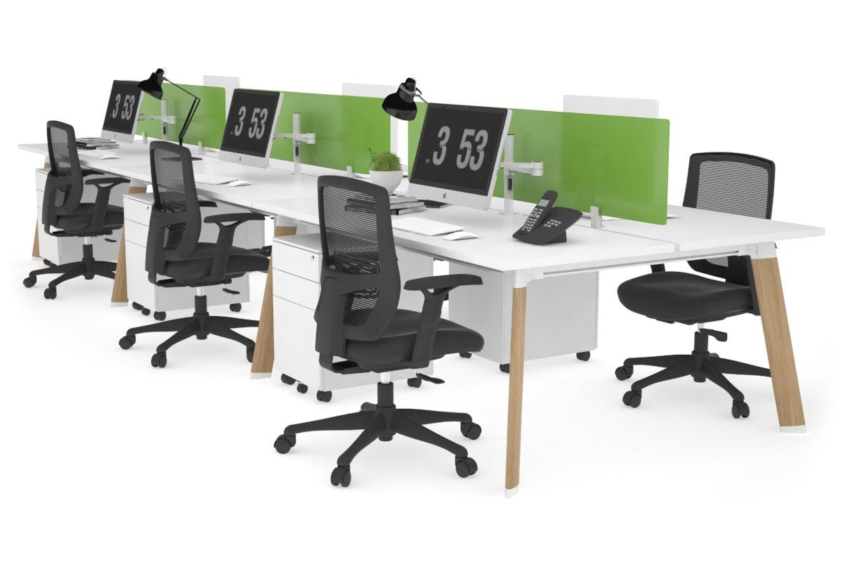 6-Person Wooden Workstation with Switch - 1400L x 700W Office Desk for Team Collaboration & Conference Meetings