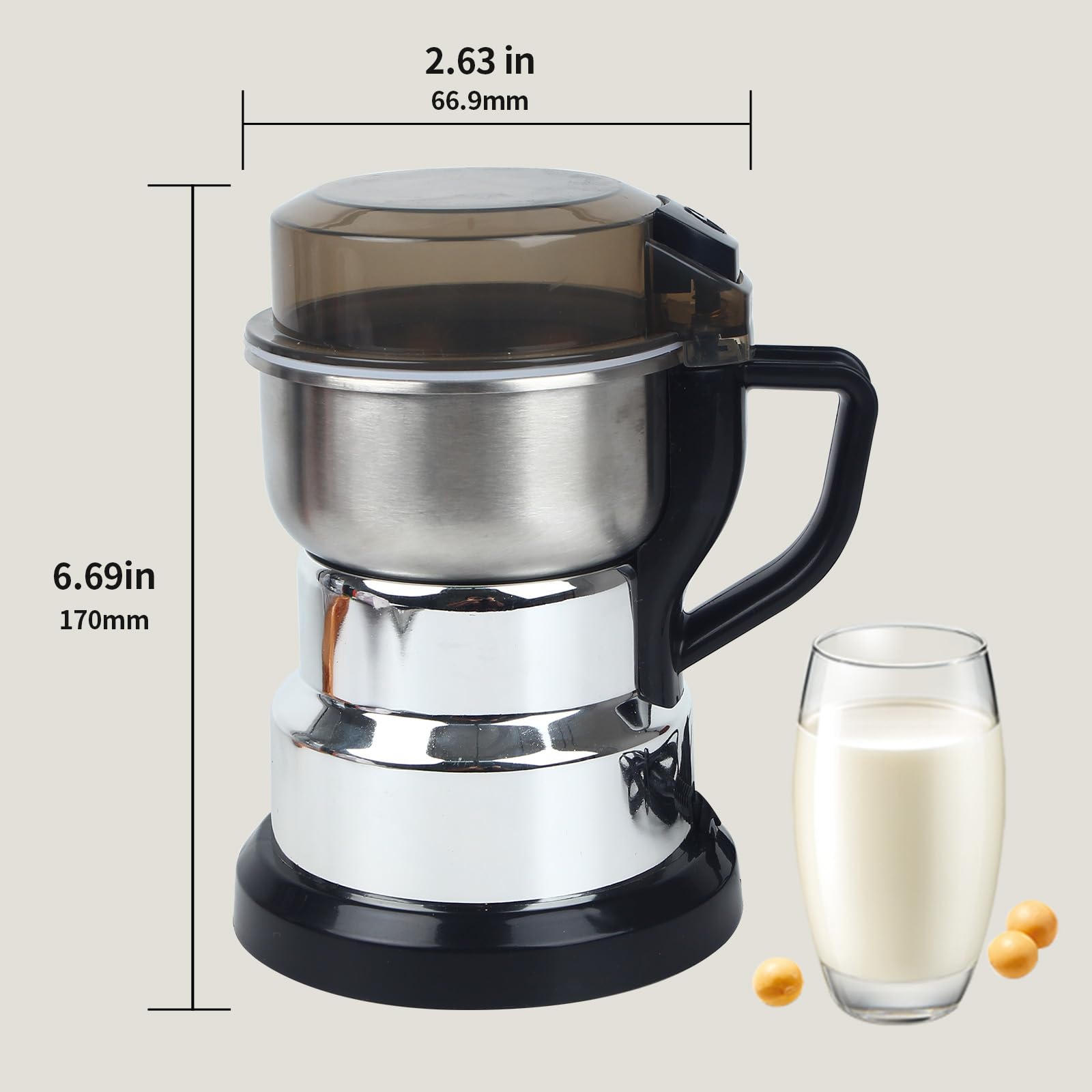 Premium Electric Coffee Grinder 150-300W - Stainless Steel Spice & Nut Grinder with One-Touch Operation - Perfect for Coffee Beans, Herbs, Spices & Nuts - Includes Cleaning Brush & Measuring Spoon - Ideal for Home Kitchens & Coffee Shops
