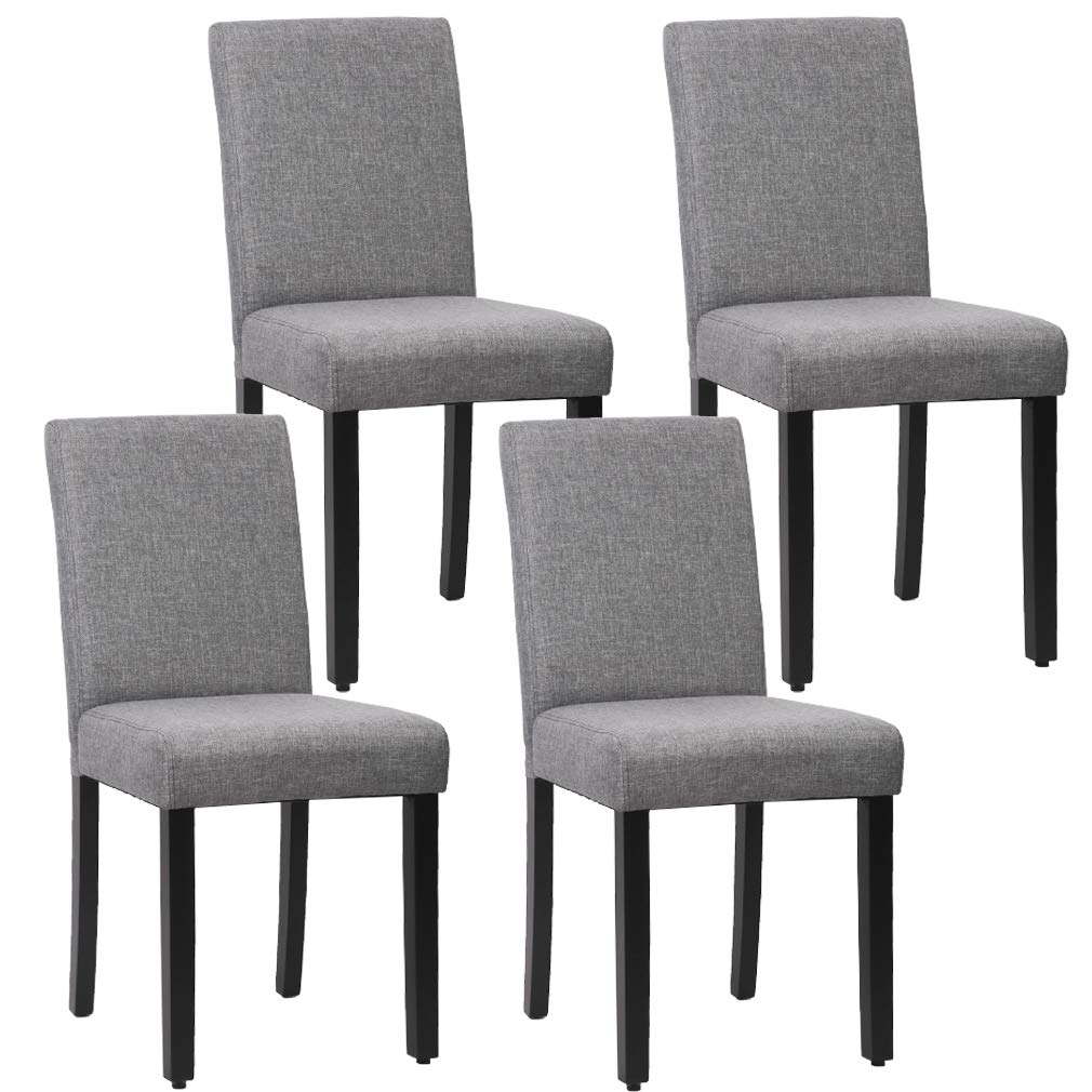4 Pack Grey Parsons Dining Chairs - Modern Kitchen & Dining Room Chairs Set for Home, Restaurant, Office - Comfortable Upholstered Seating for Everyday Meals & Entertaining