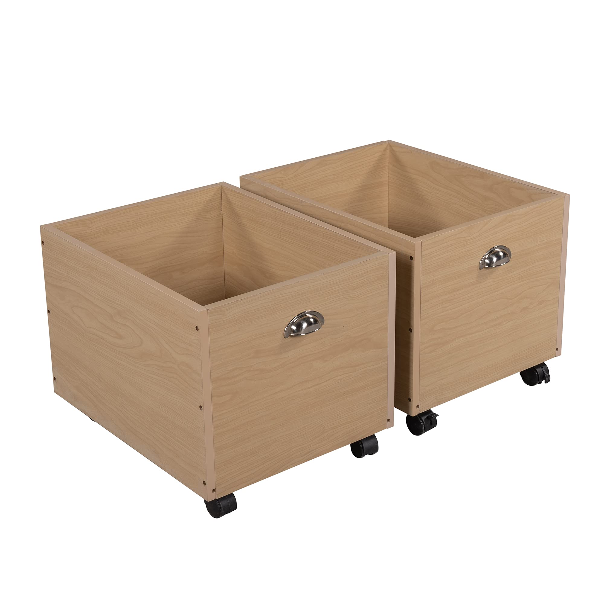 JT Twin Size Loft Bed with Two Storage Boxes - Natural Wood Space-Saving Bed for Kids & Teens - Perfect for Small Bedrooms, Dorms & Studio Apartments