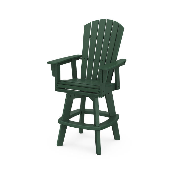 POLYWOOD Nautical Curveback Adirondack Swivel Bar Chair - Outdoor Patio Furniture, Weather-Resistant Poly Lumber, 360° Rotation - Perfect for Poolside, Deck, Garden & Backyard Relaxation
