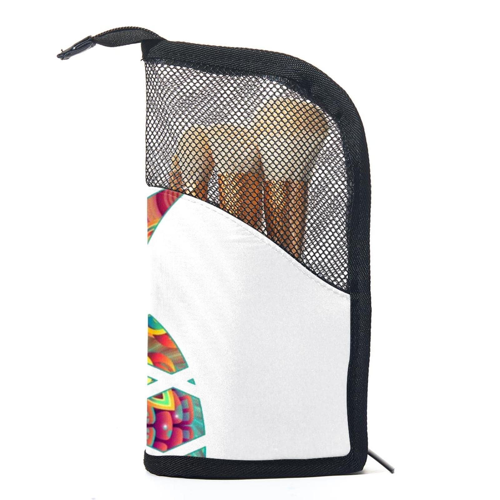 12-Piece Makeup Brush Set with Abstract Pineapple Design Organizer Bag - Portable Cosmetic Brush Holder Case for Travel & Home Storage | Perfect for Makeup Artists & Beauty Enthusiasts