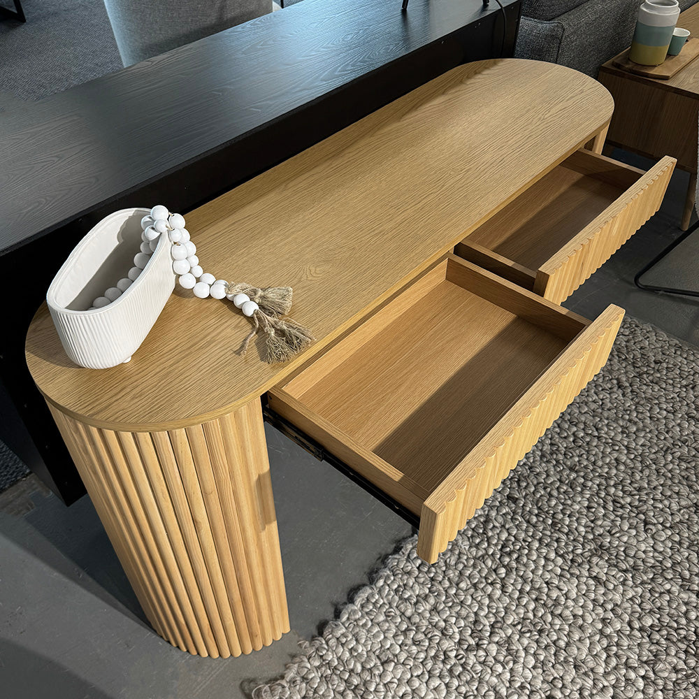 KELYN 140cm Natural Wood Console Table - Entryway Sofa Table, Hallway Accent Table for Home Decor