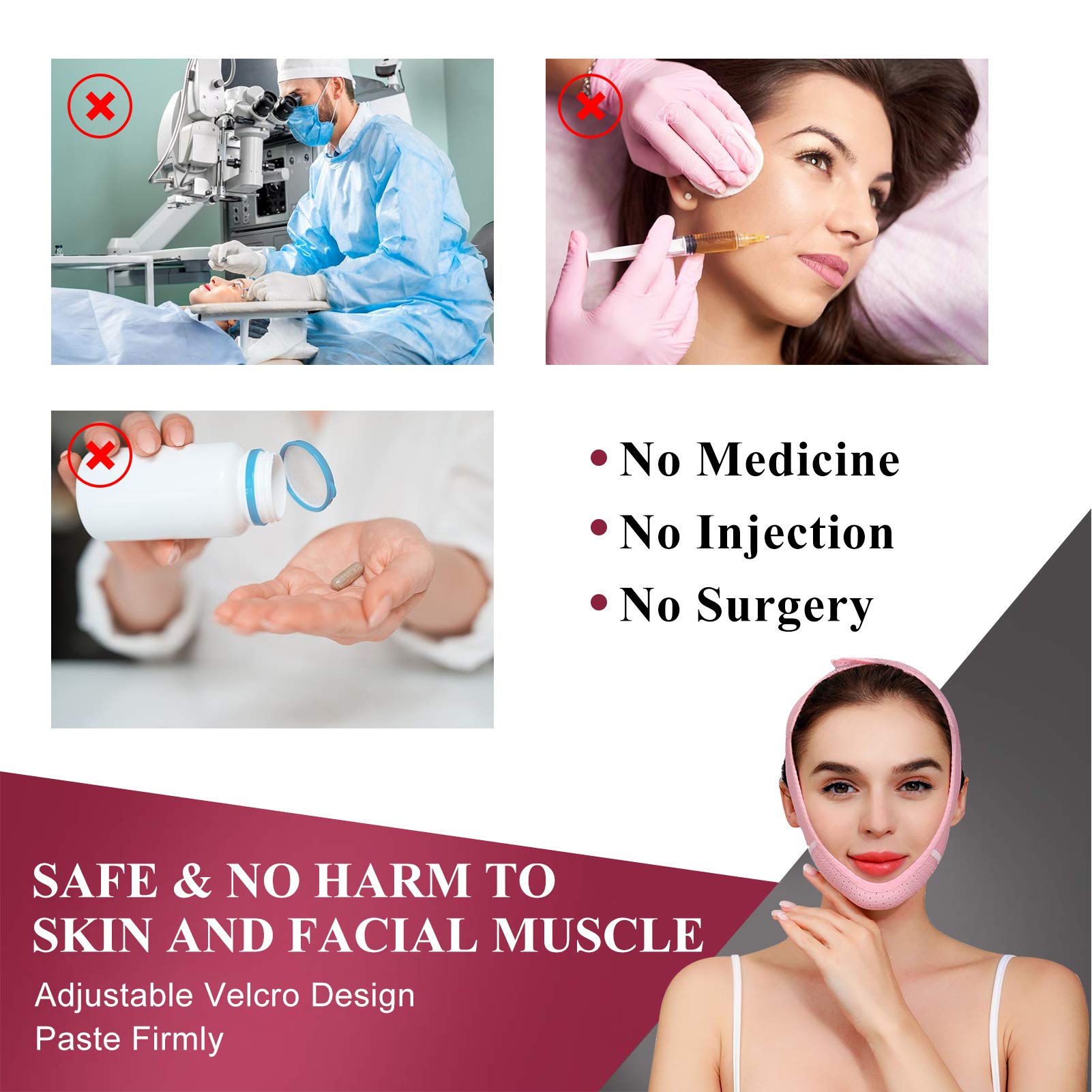 Facial Slimming Strap for Women - Double Chin Reducer & V-Line Lifting Belt | Pain-Free Face Tightening, Anti-Aging & Skin Firming | Reusable for Sagging Skin Care | Perfect for Daily Use, Beauty Routine & Anti-Wrinkle Treatment