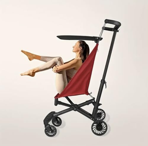 Lightweight Umbrella Stroller for Kids Ages 4-8 | Compact Foldable Baby Stroller with Canopy | Ideal for Travel, Shopping & Daily Walks (Red)