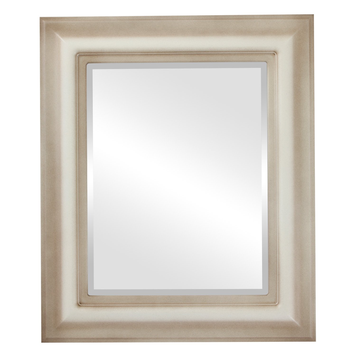 Lancaster Style Rectangle Beveled Wall Mirror - 17x21 Inches Taupe Framed Mirror for Living Room, Bedroom & Entryway Decor - Vintage Home Accent Mirror