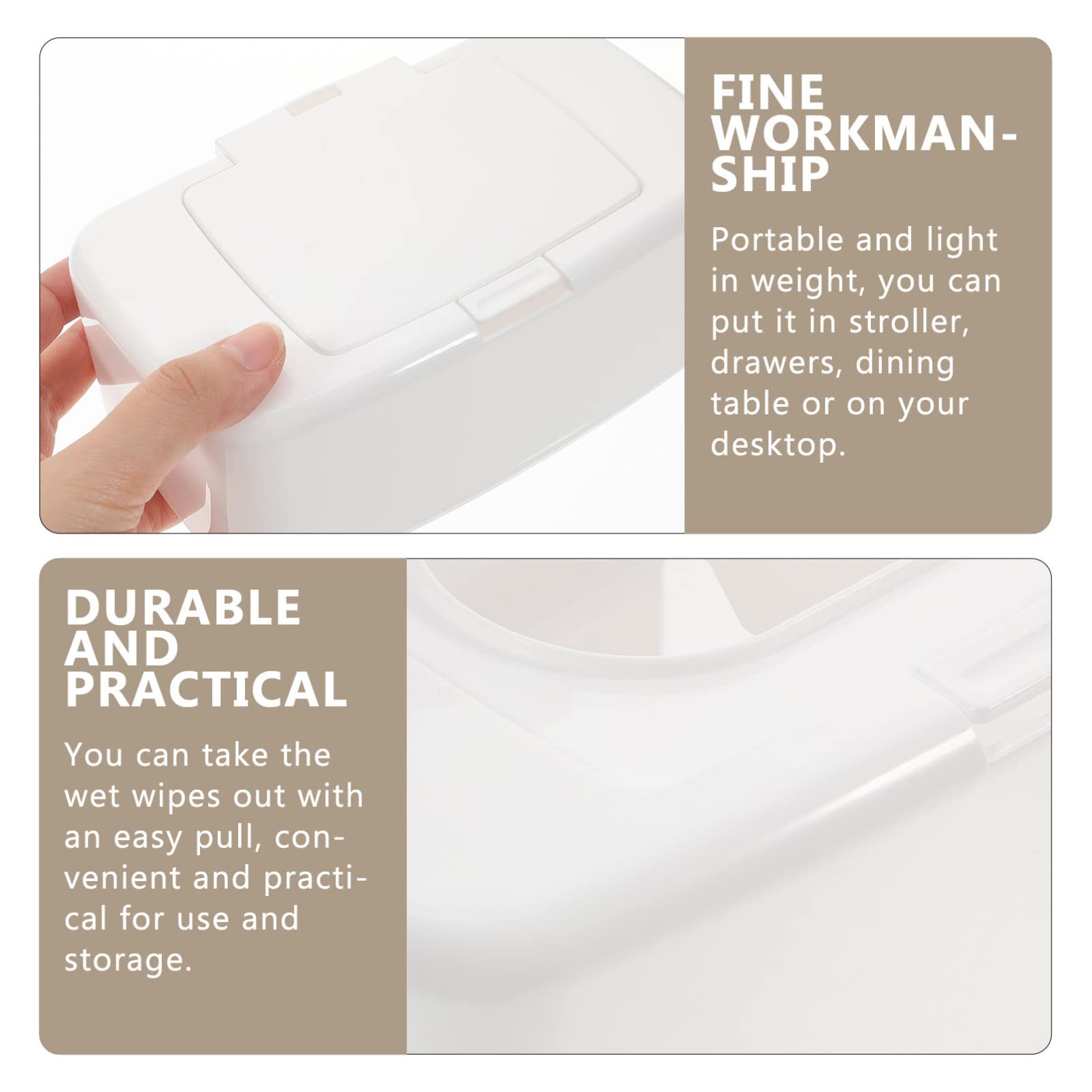 Refillable Travel Baby Wipes Case with Lid - Portable Wipes Dispenser & Tissue Storage Box for Home, Office, and On-the-Go Use - White Baby Wipes Container for Diaper Bags, Strollers, and Travel Essentials