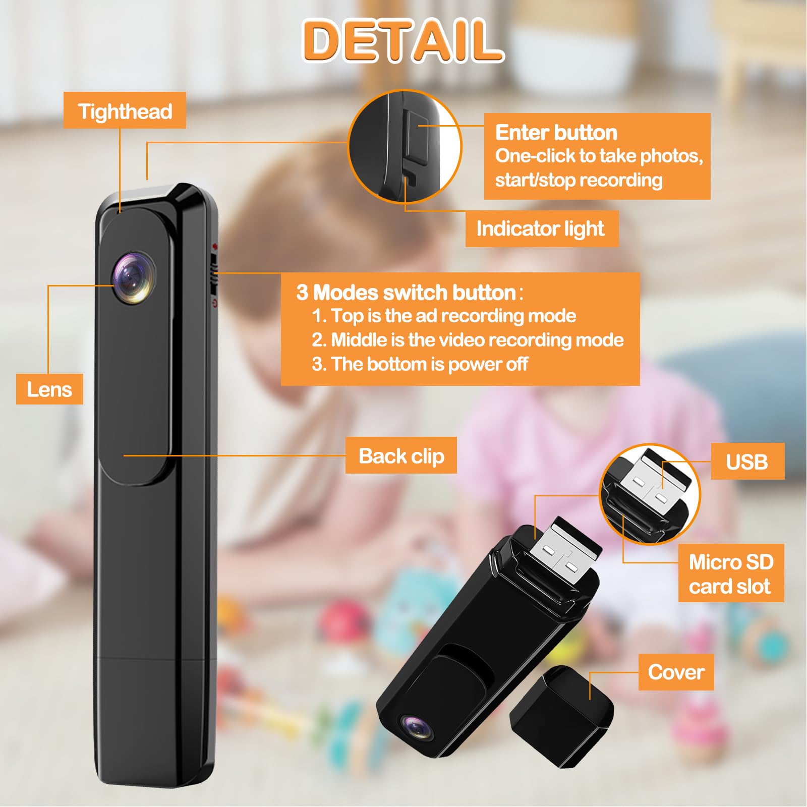 1080P HD Body Camera with Loop Recording - Mini Wearable Pocket Camera for Meetings, Travel & Outdoor Activities - No WiFi Needed Portable Video Recorder for Security, Evidence & Vlogging