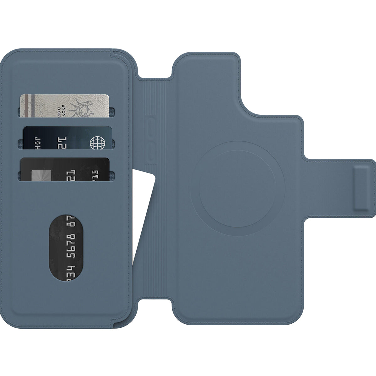 OtterBox MagSafe Folio Case for iPhone 14 Plus - Slim Protective Cover with Wallet Stand (Blue Grey) | Perfect for Work, Travel & Everyday Use