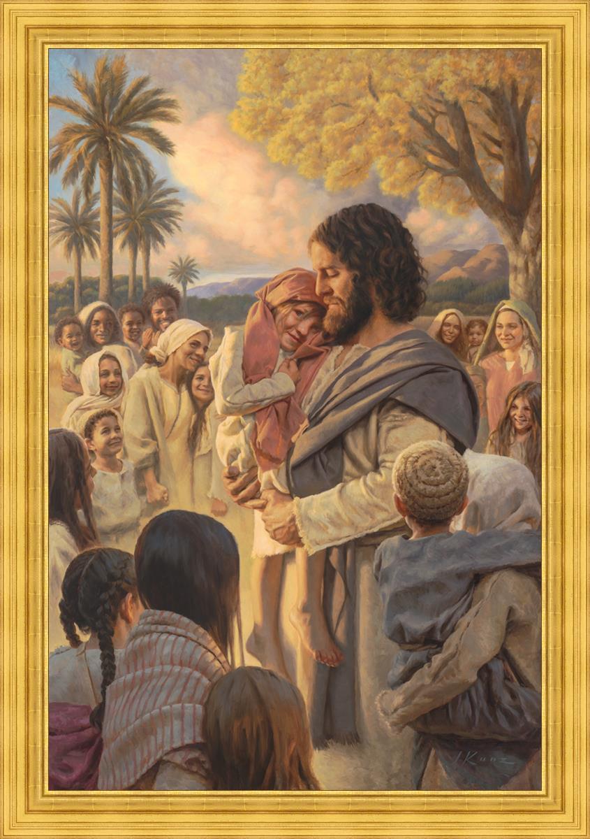 Large Inspirational Wall Art Decor - 'He Took Them Up In His Arms' Bible Verse Canvas Print for Living Room, Bedroom & Church Decor - Perfect for Christian Home, Nursery & Gift Giving