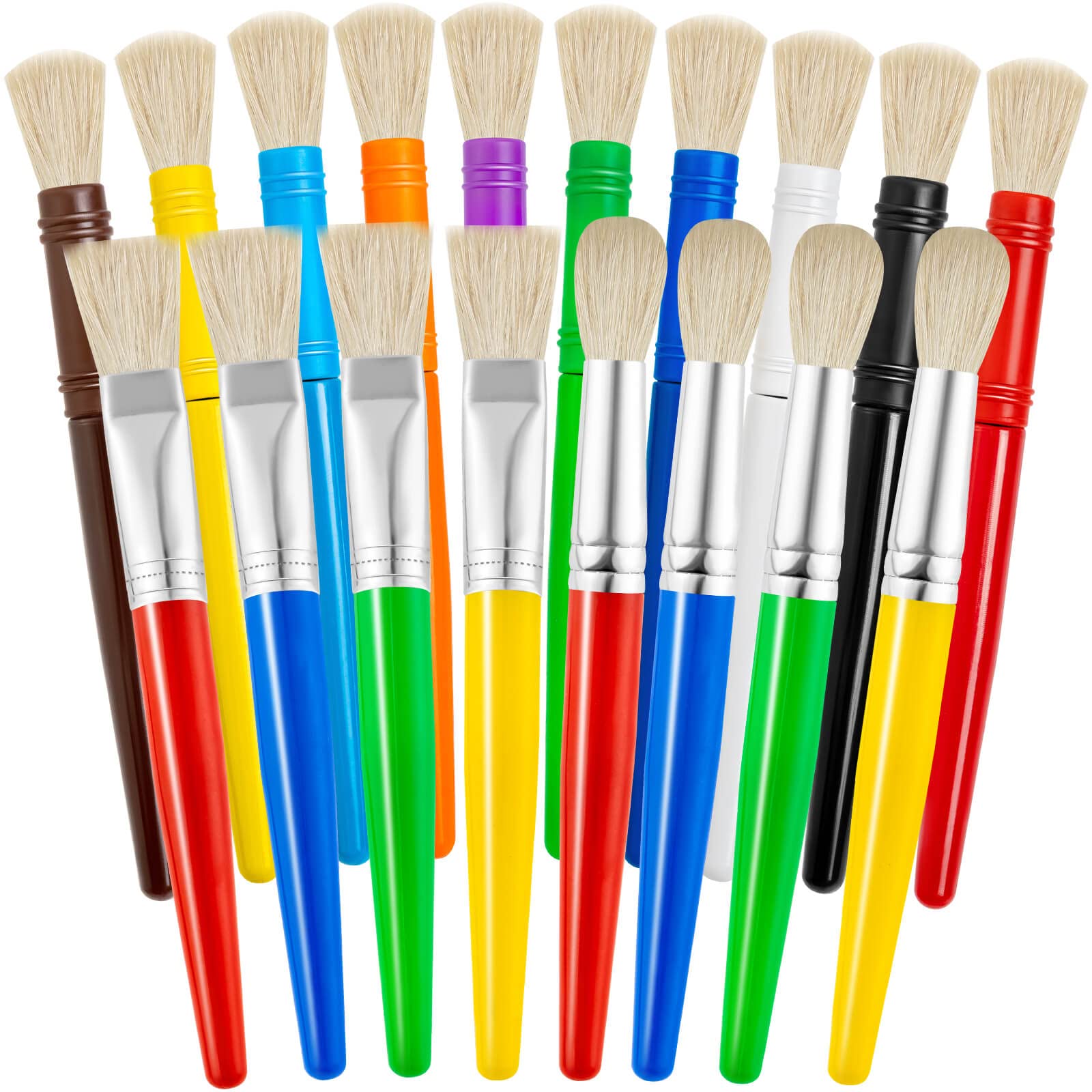 YGAOHF 18-Piece Kids Paint Brush Set - Round, Flat & Chubby Paintbrushes for Acrylic, Oil & Watercolor - Perfect for Preschool Art Projects, DIY Crafts & Home Painting Activities