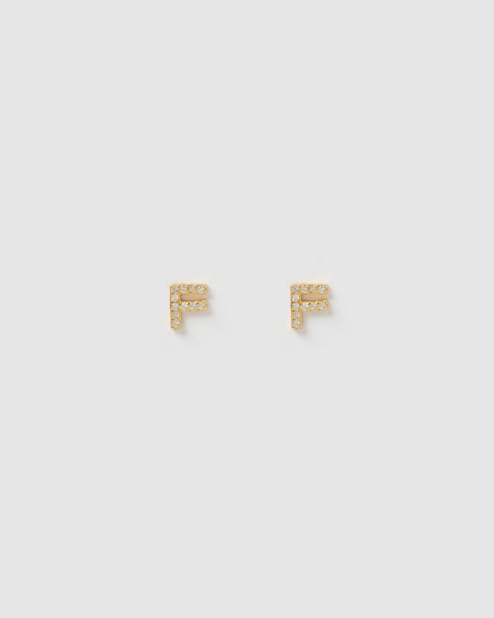 Izoa Gold Alphabet Mini Letter F Stud Earrings - Dainty Initial Jewelry for Women, Perfect Gift for Birthdays, Anniversaries & Everyday Wear