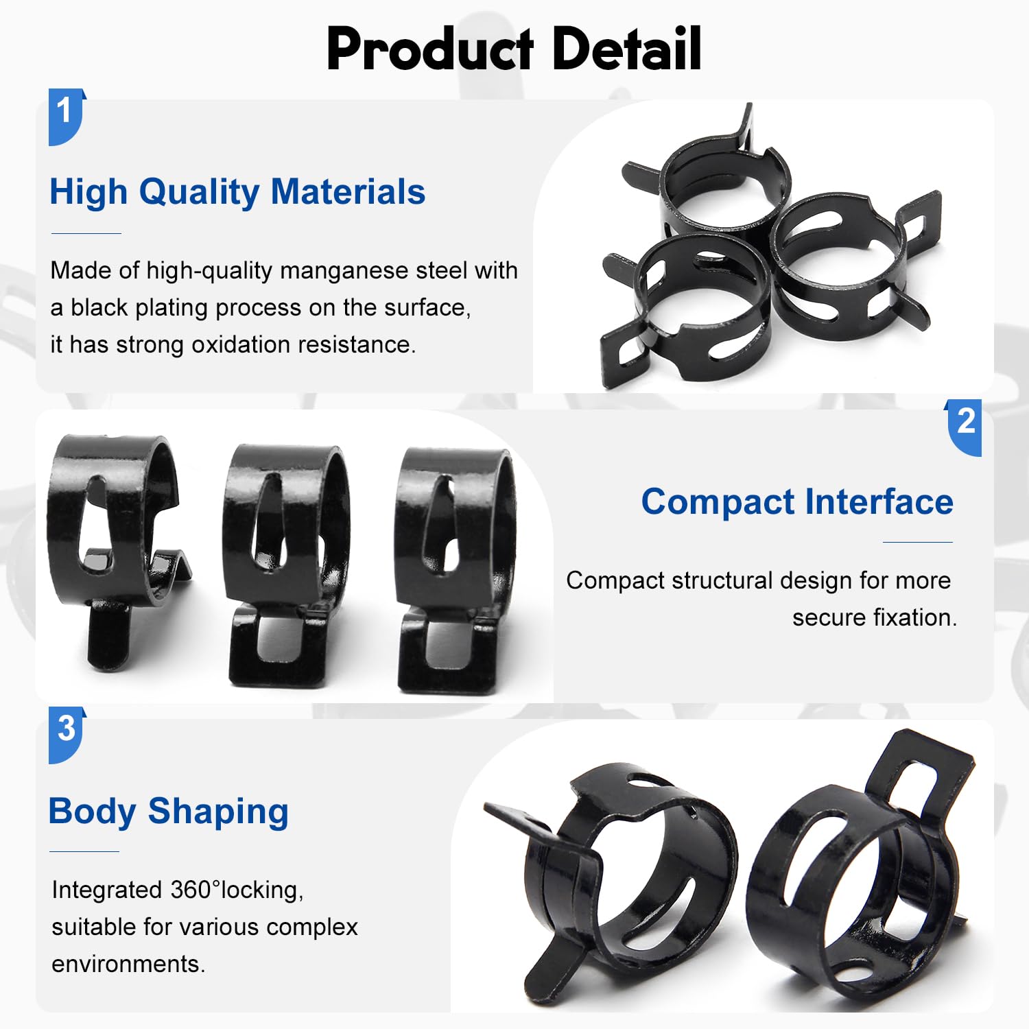 MroMax 20Pcs 10mm Hose Clamps for Fuel/Vacuum/Air/Water Pipes - Automotive Fasteners