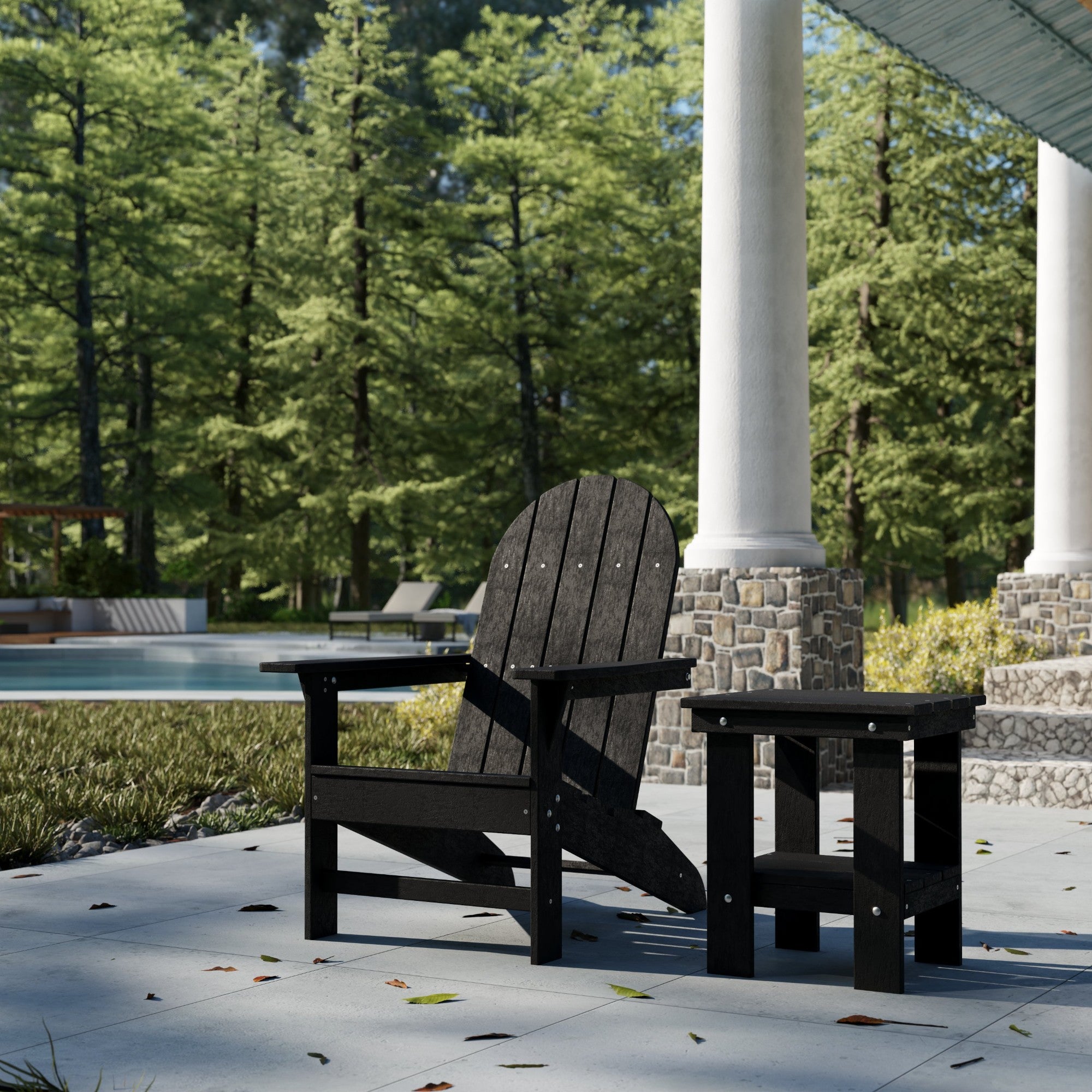 Freedom Modern Adirondack Chair & Side Table Set - Durable Outdoor Patio Furniture for Garden, Poolside, Deck, and Backyard Relaxation