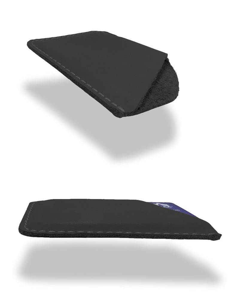 Slim Leather Minimalist Card Holder Wallet for Men & Women - RFID Blocking Thin Credit Card Case, Small Business Card Organizer - Front Pocket Wallet for Everyday Carry & Travel (Black, Magnum)