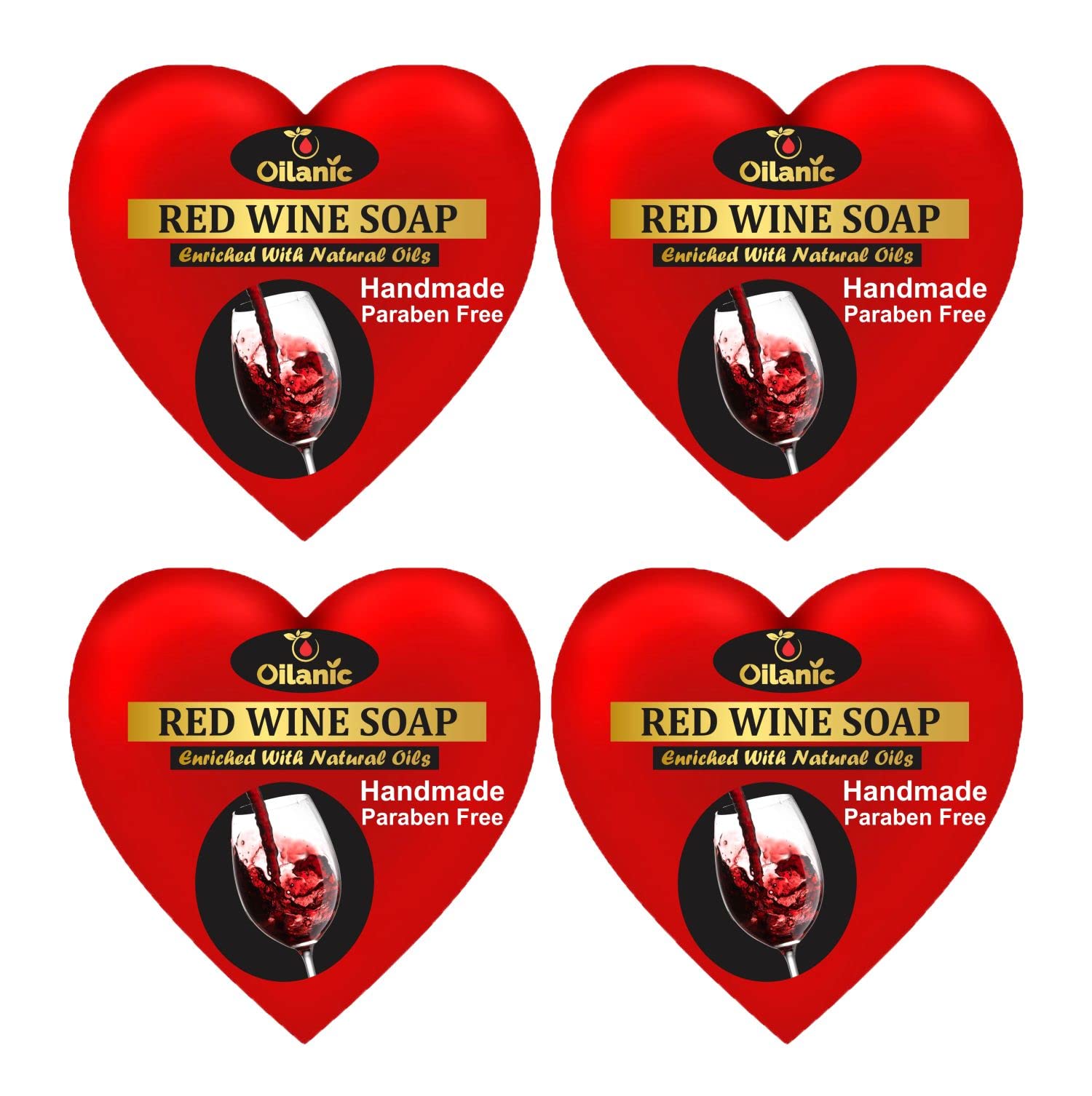 Oilanic Red Wine Soap Bar for Face & Body - Natural Skincare Gift Set (4 x 100g) - Perfect for Dry Skin, Acne & Anti-Aging - Ideal for Spa, Bath & Shower
