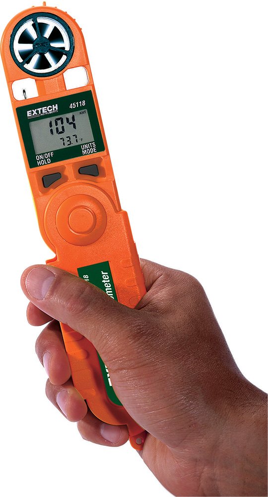 Extech 45118 Mini Waterproof Thermo Anemometer - Portable Digital Wind Speed Meter for HVAC, Weather Monitoring & Outdoor Activities