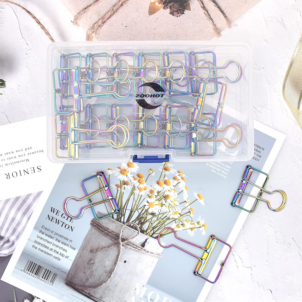 Colorful 32mm Binder Clips for Office & School - Strong Paper Clamps in Rainbow Colors - Perfect for Organizing Documents, Photos, and Art Projects