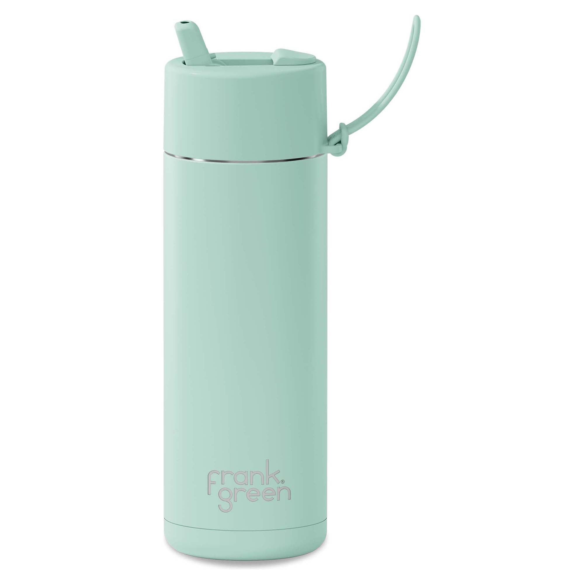 595ml Peppermint Stainless Steel Water Bottle with Ceramic Coating & Flip Straw Lid - Reusable, Leak-Proof, Eco-Friendly for Gym, Hiking, Office & Travel