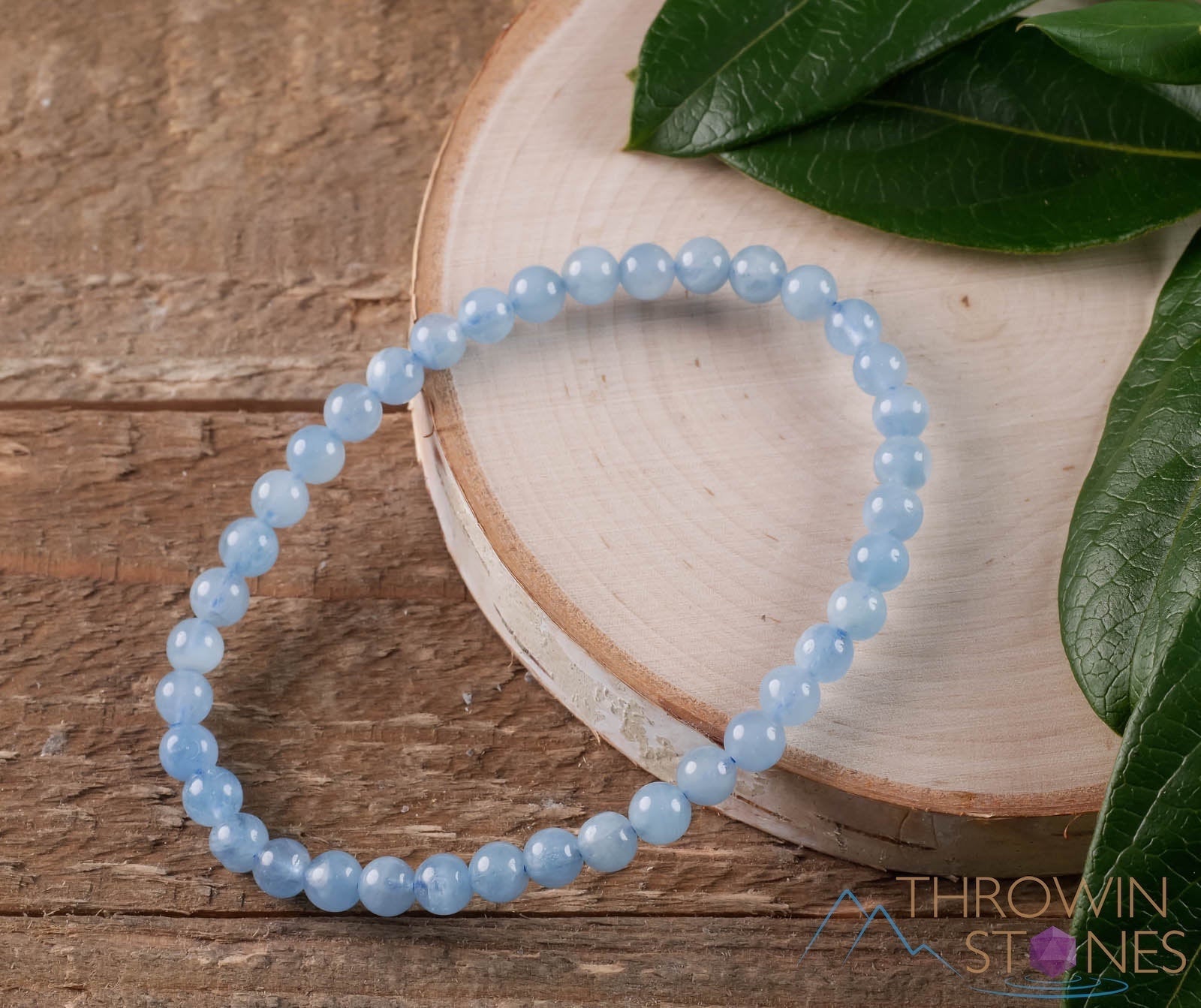 Aquamarine Crystal Bracelet - Round Beads Healing Jewelry, March Birthstone Beaded Bracelet, Handmade Gemstone Accessory for Women | Perfect for Meditation, Yoga & Spiritual Healing Gifts