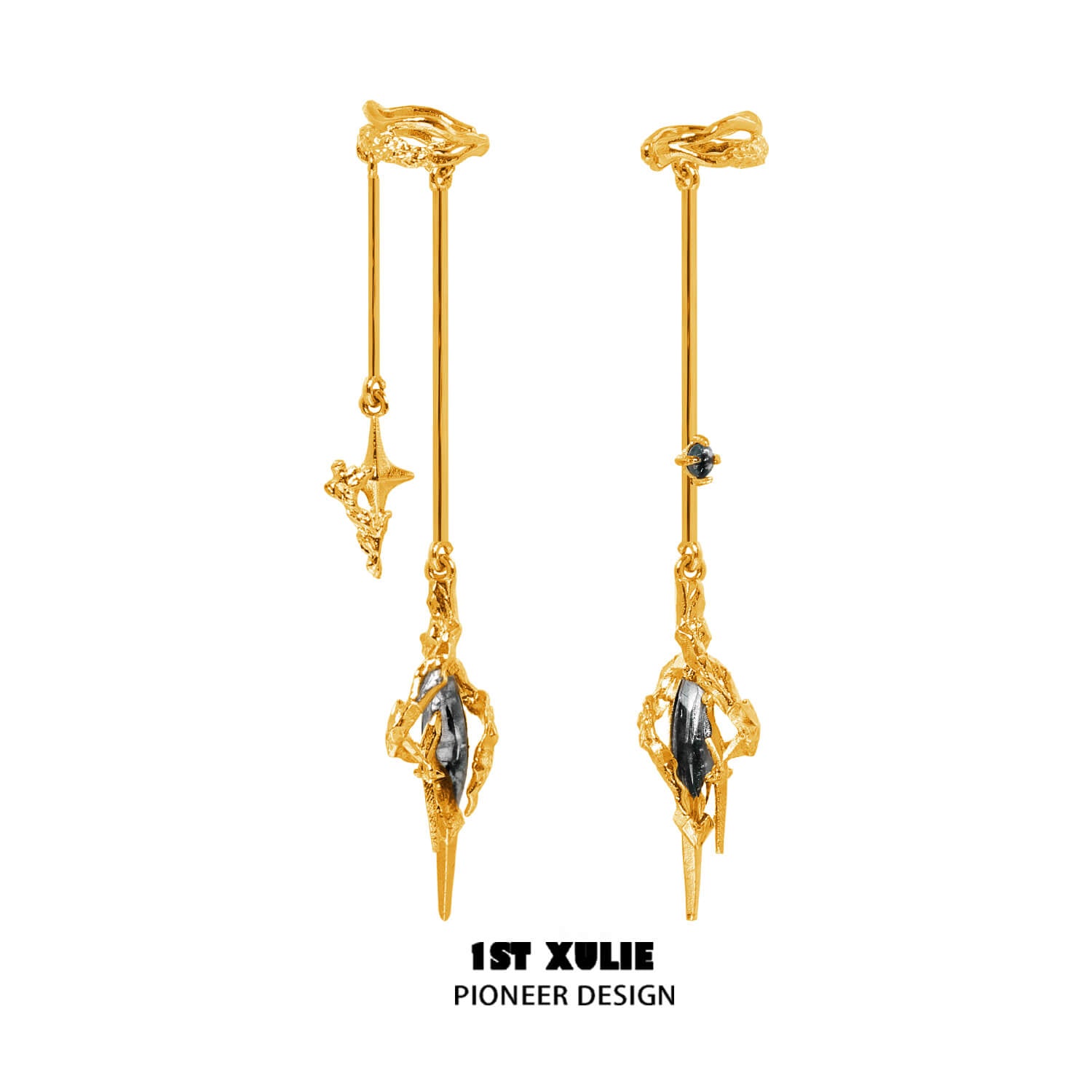24K Gold Plated Moissanite Diamond Ear Clips - Star Trails™ | Hypoallergenic Luxury Stud Earrings for Women | Perfect for Weddings, Parties & Everyday Elegance