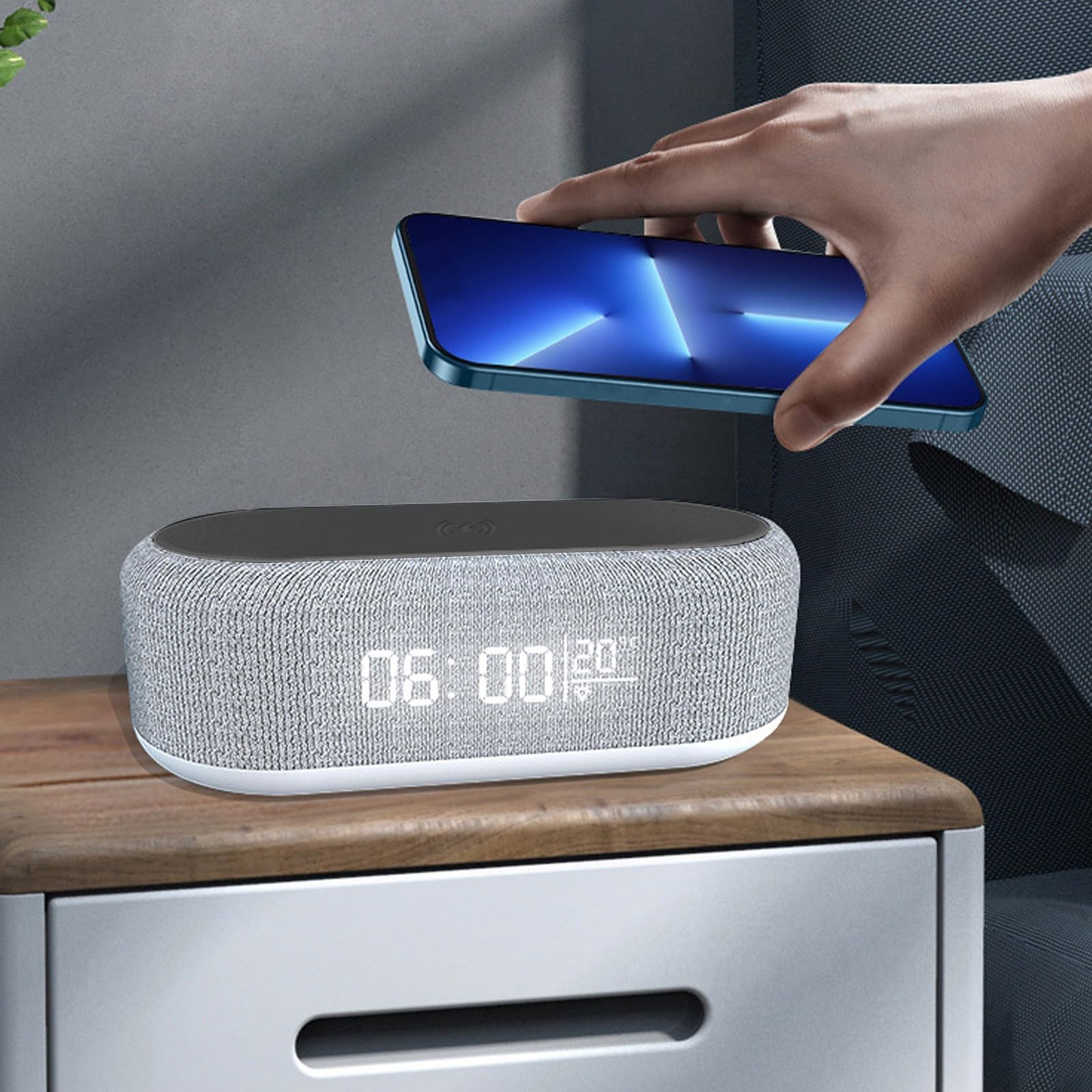 15W Fast Wireless Charging Digital Alarm Clock with Temperature Display & Night Light - Multifunctional Bedside Clock for iPhone, Samsung, AirPods - Perfect for Bedroom, Office, Travel & Nightstand Use